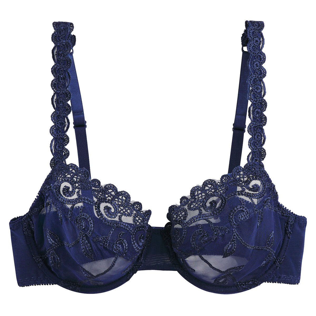 Soutien-gorge emboîtant en tulle brodé Lyssa bleu foncé, ANNE WEYBURN