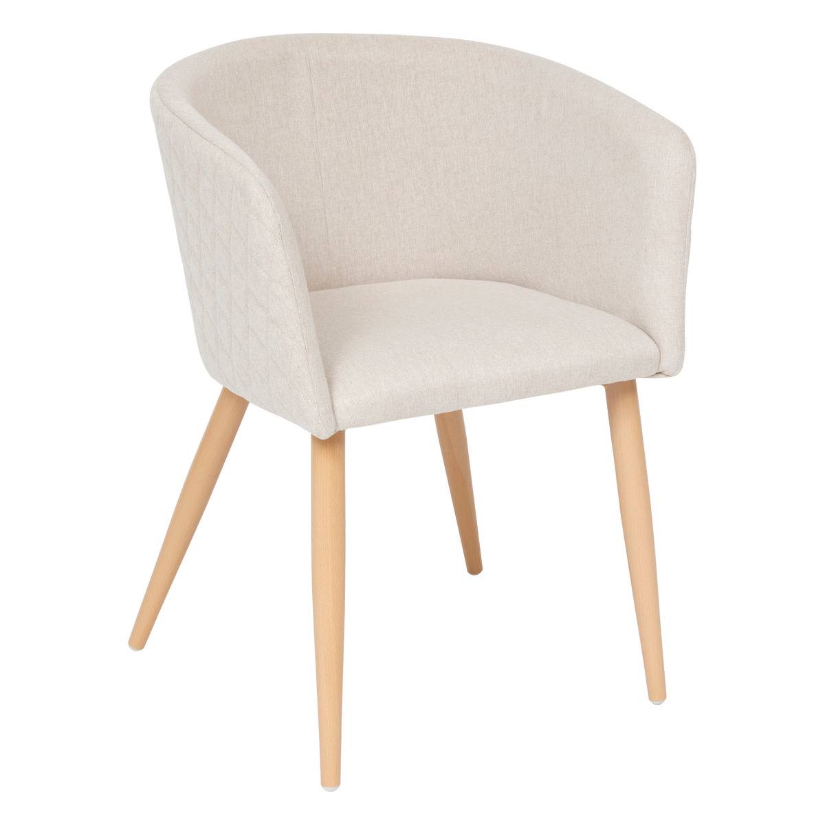 Fauteuil en velours matelassé MARLO beige, ATMOSPHERA