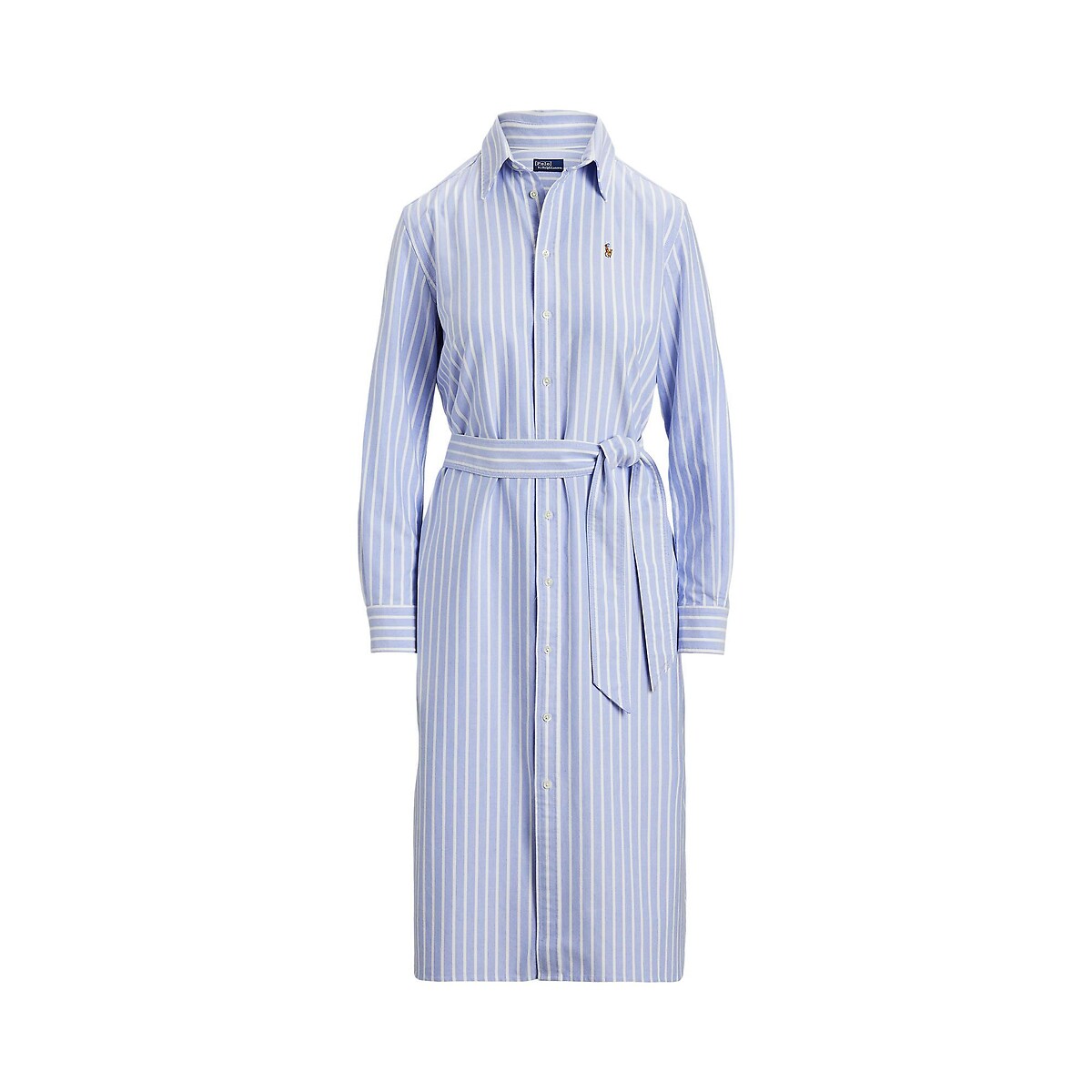 Robe chemise rayée à manches longues, avec ceinture rayé bleu/blanc, POLO RALPH LAUREN