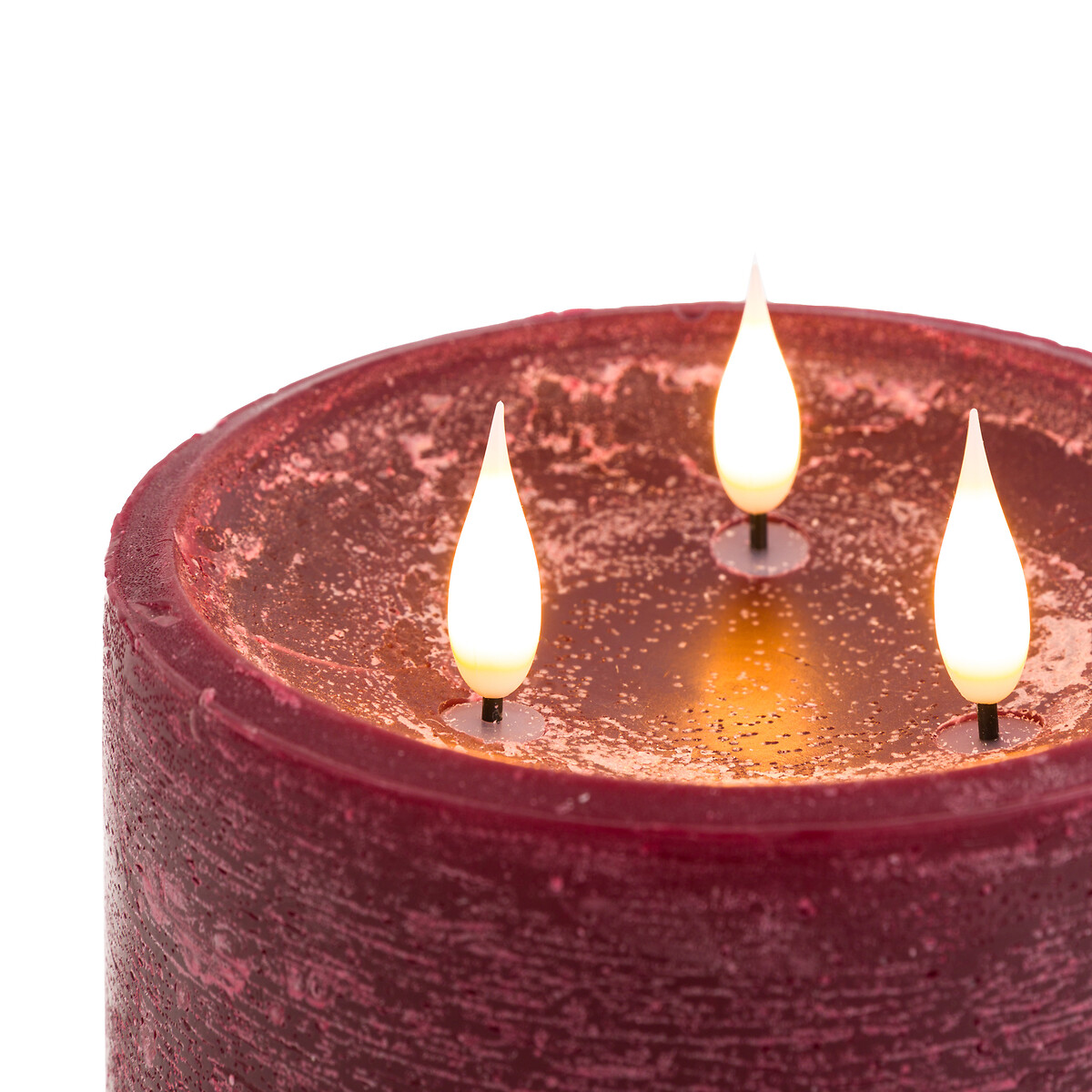15cm LED 3-Wick Candle in Oxblood red, ÉDITÉ