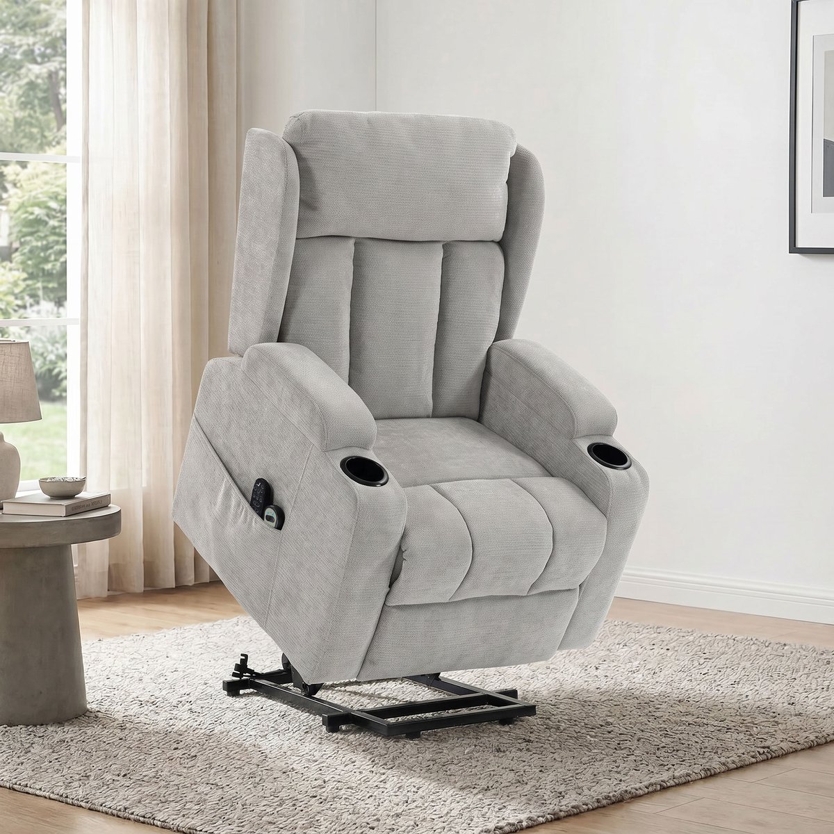 Fauteuil releveur multifonctionnel Chenille gris clair, HOMCOM