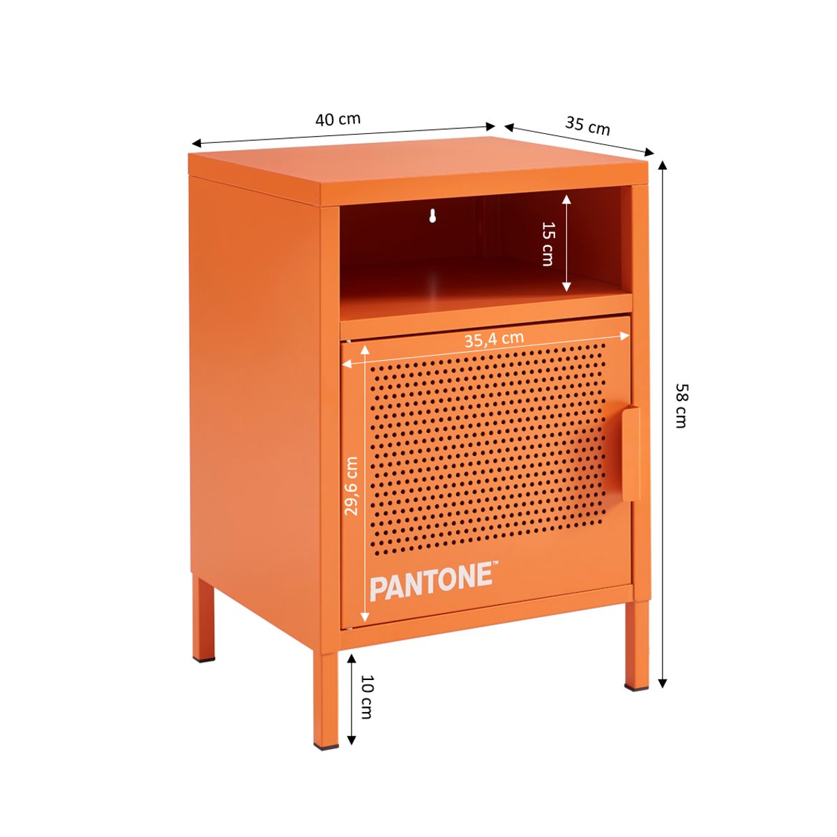 Table de chevet en acier orange / tcx 17-1360, PANTONE