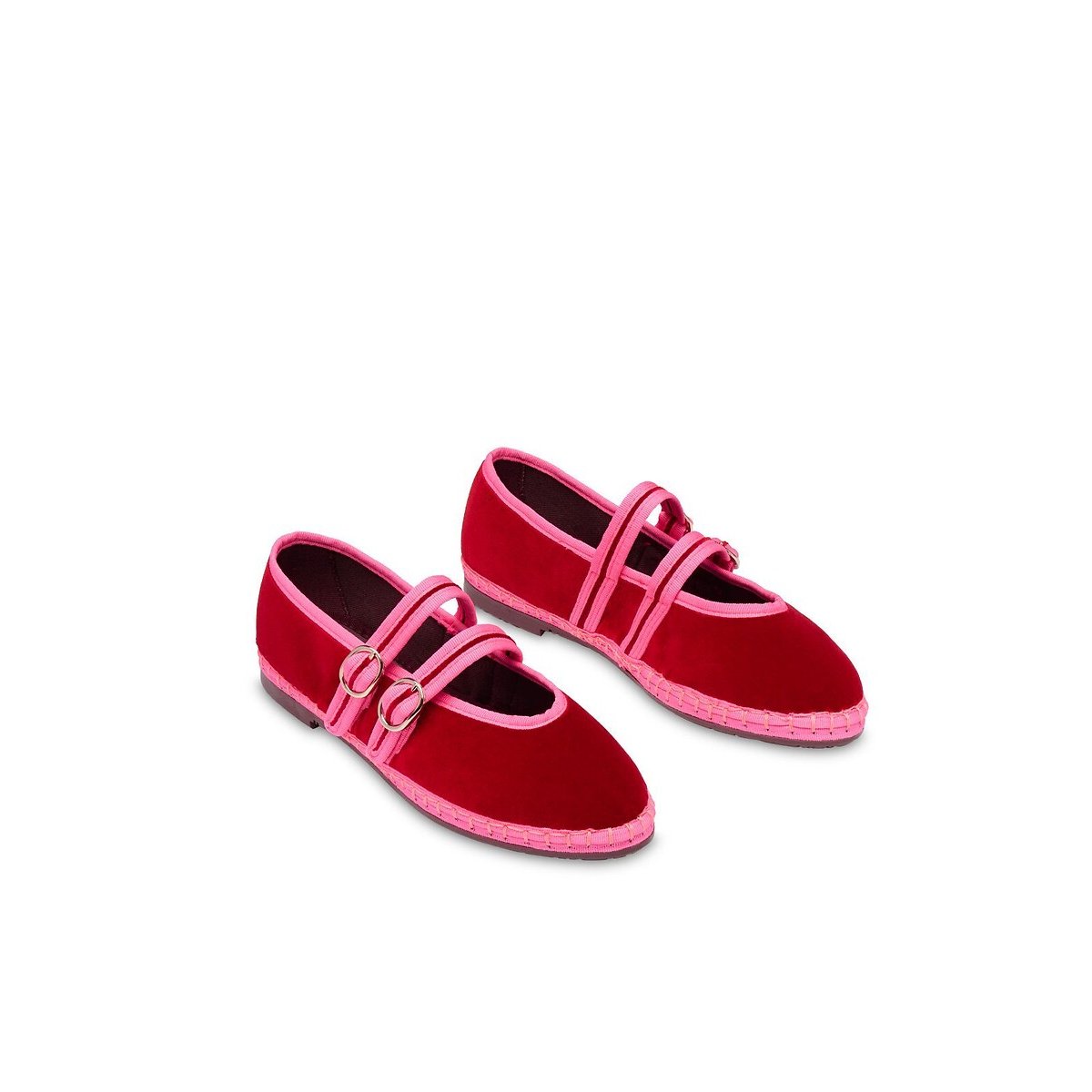 Ballerine in velluto Claire rosso/rosa, FLABELUS