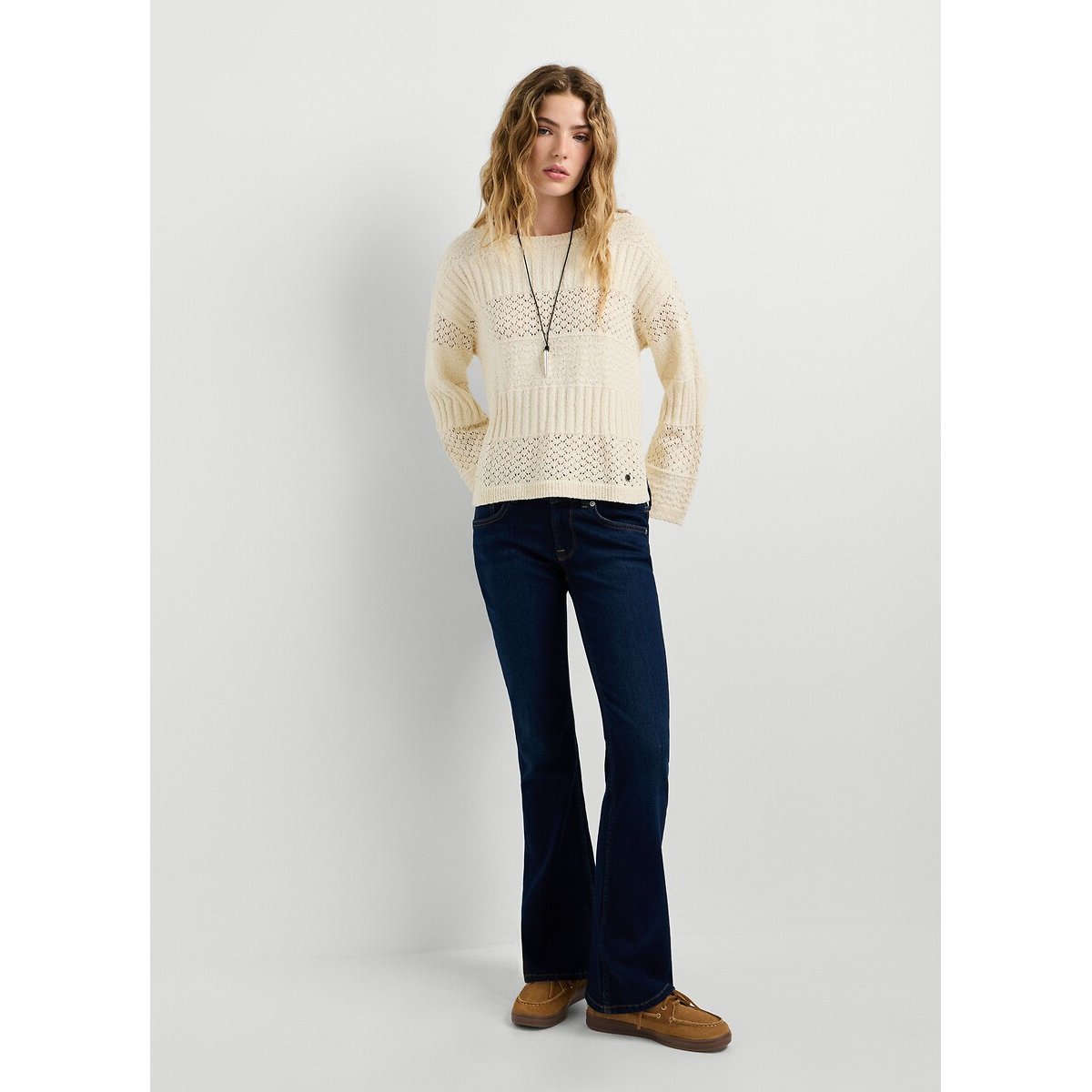 Jean flare, taille basse, Pimlico dark indigo powerflex, PEPE JEANS