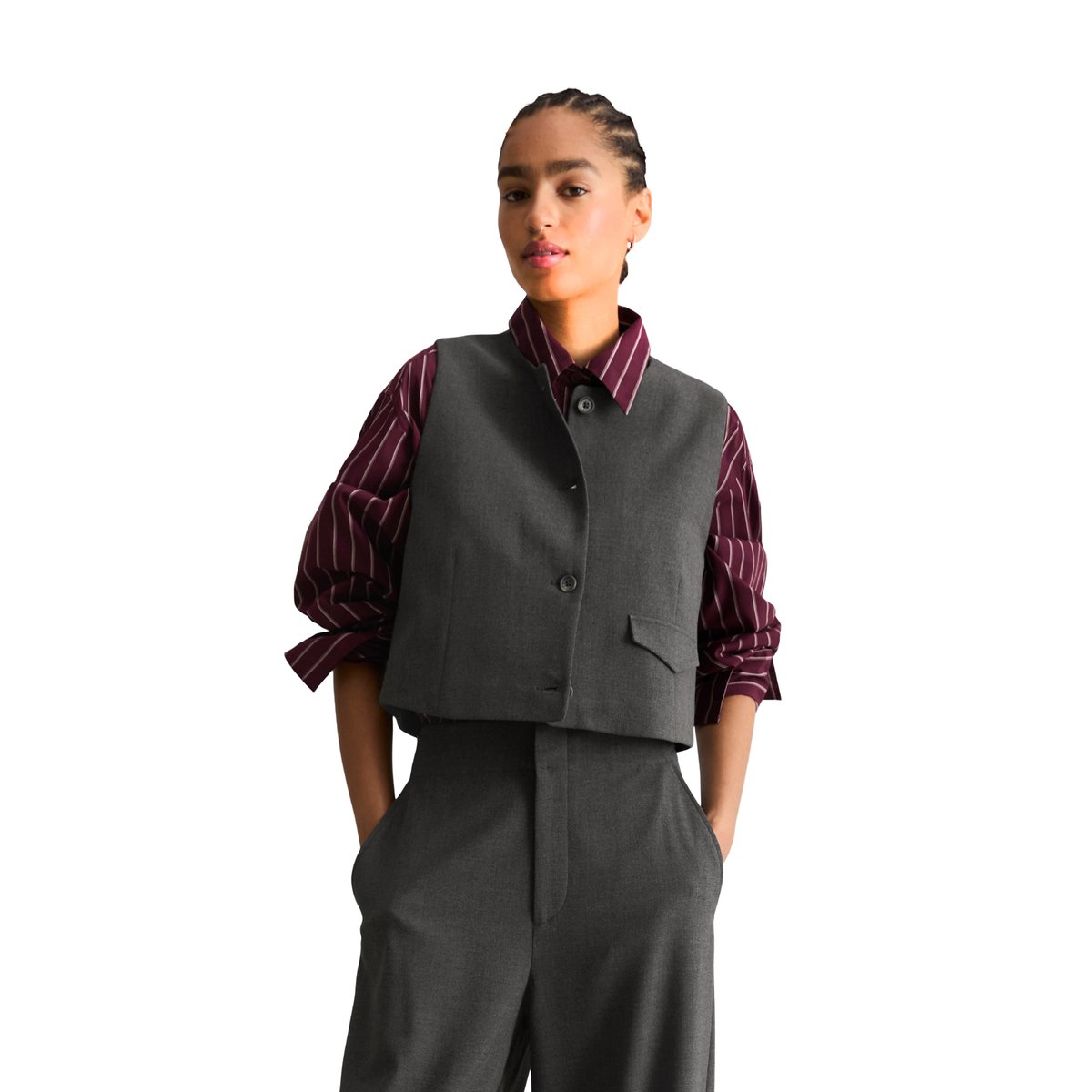 Gilet de costume ample avec LENZING™ ECOVERO™ gris, MARC O’POLO DENIM