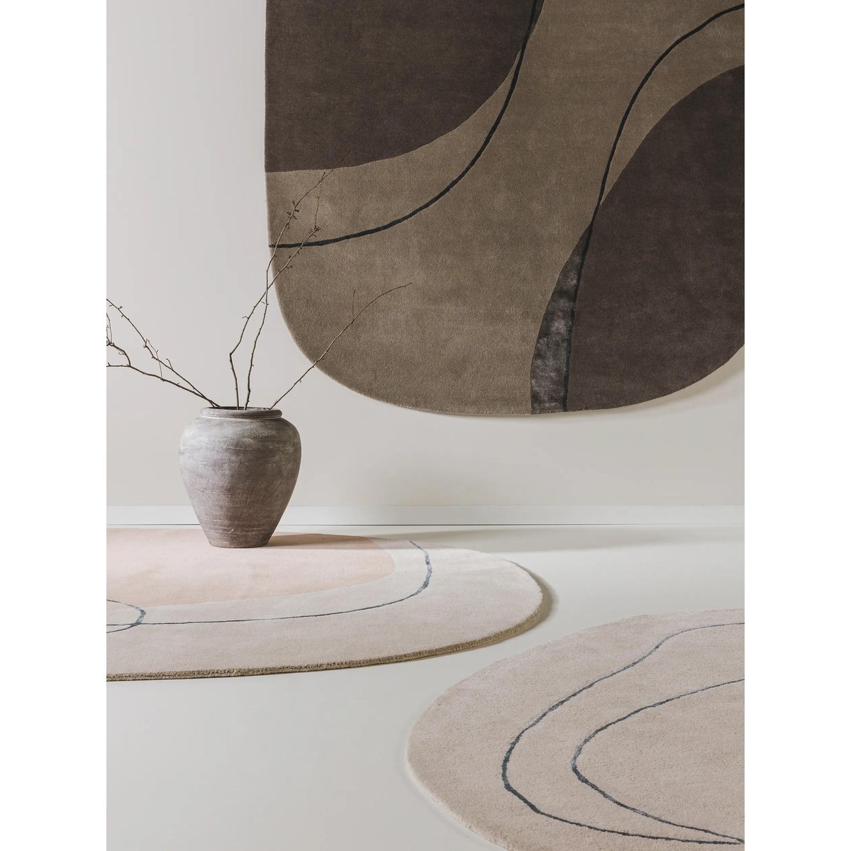Tapis de laine tufté main SHAPE crème, BENUTA