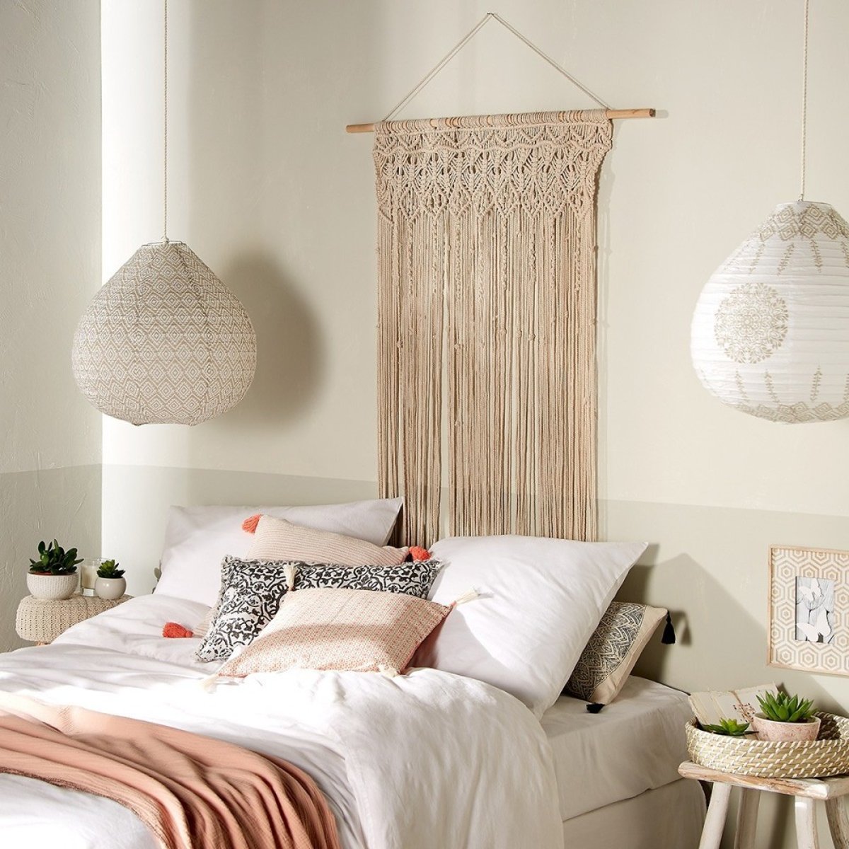 Rideau fil en macramé Été 90x200 beige, ATMOSPHERA