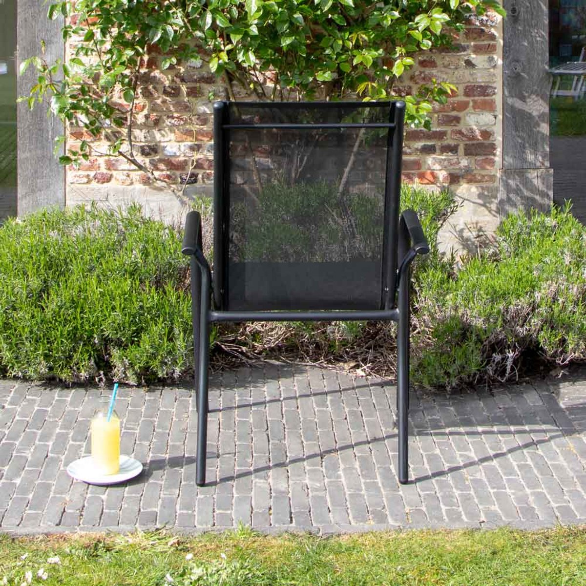 Fauteuil de jardin en aluminium noir et textilène BLACKSUN noir, WILSA GARDEN