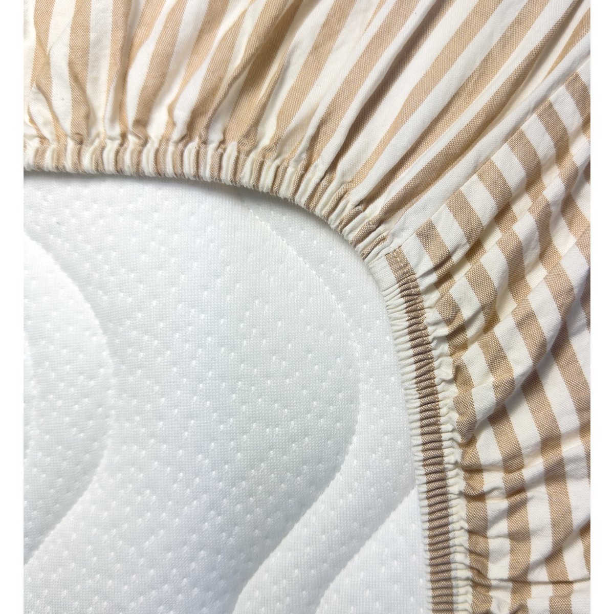 Drap housse adulte Percale de Coton Bio RAYÉ rayé ambre, KADOLIS