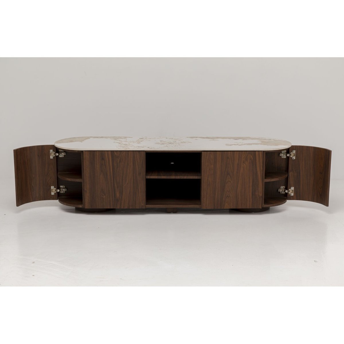 Meuble TV ovale plateau en grès, RUBEN marron, KARE DESIGN