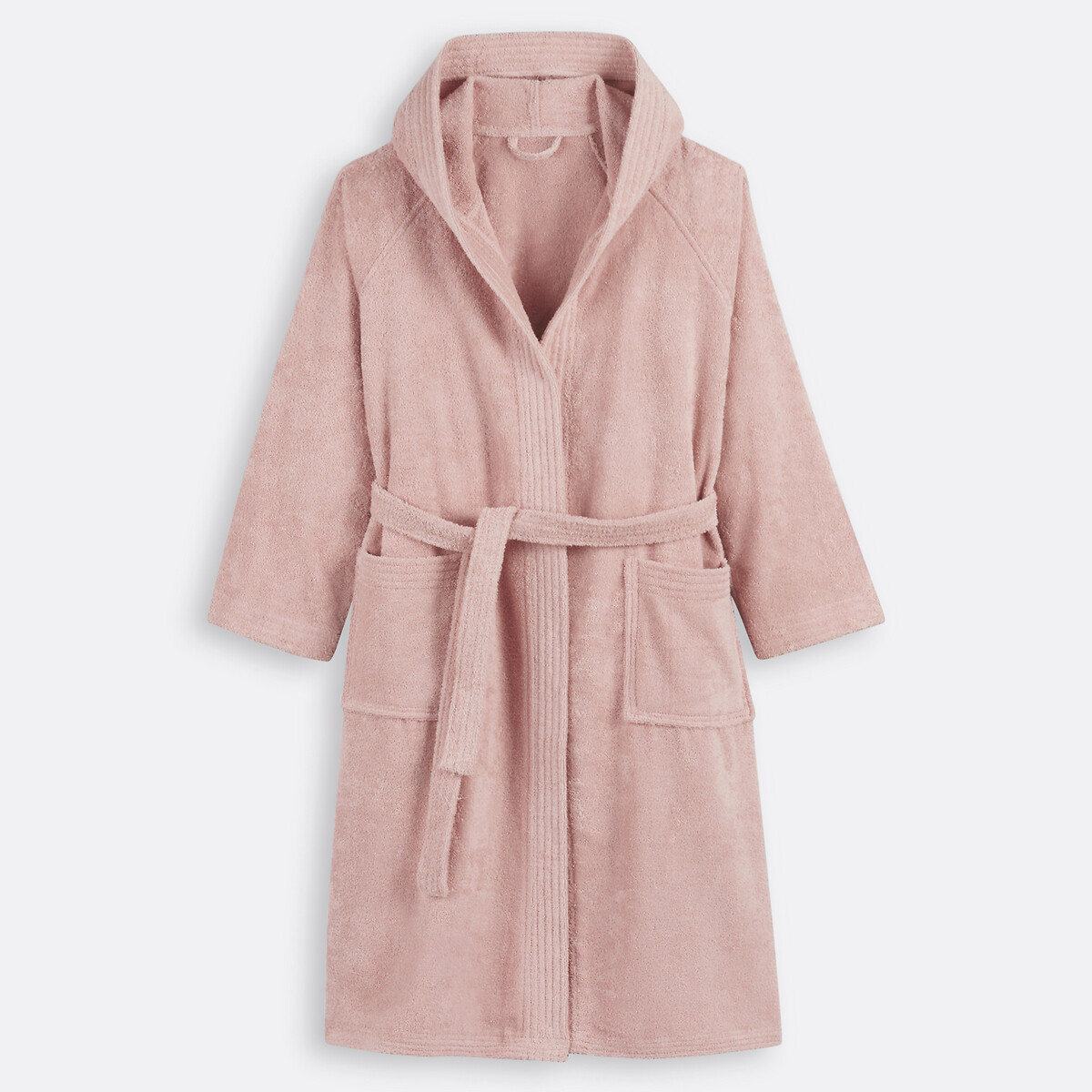 Peignoir capuche éponge bouclette 450 g/m2, Haxel rose poudré, LA REDOUTE INTERIEURS