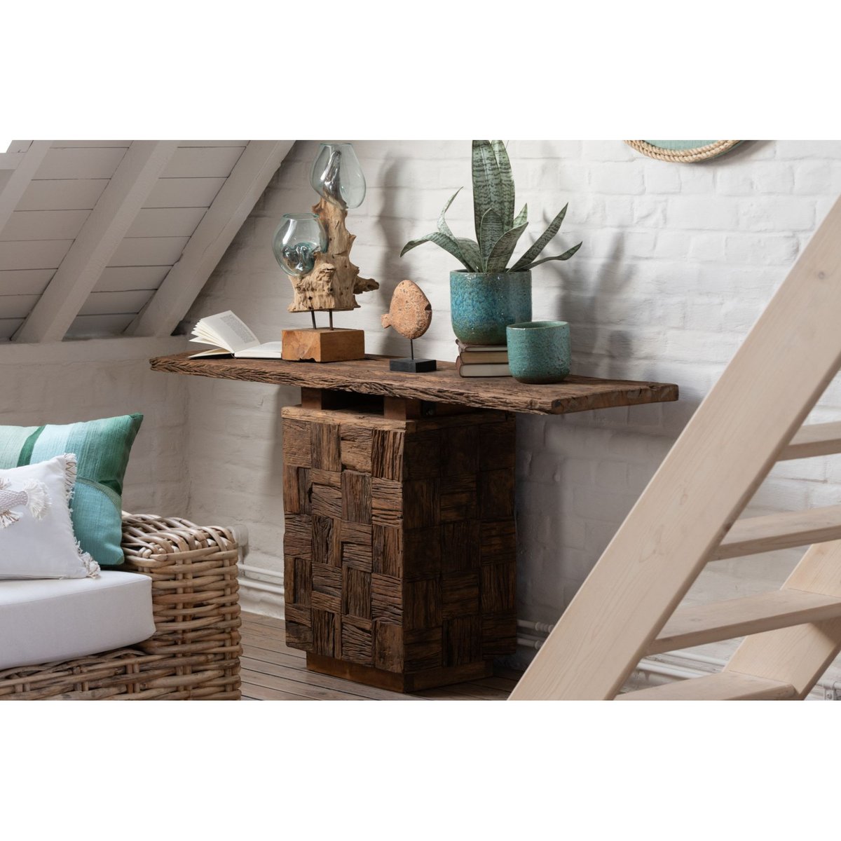 Console en bois foncé recyclé L150 - ICA bois foncé, HELLIN, DEPUIS 1862