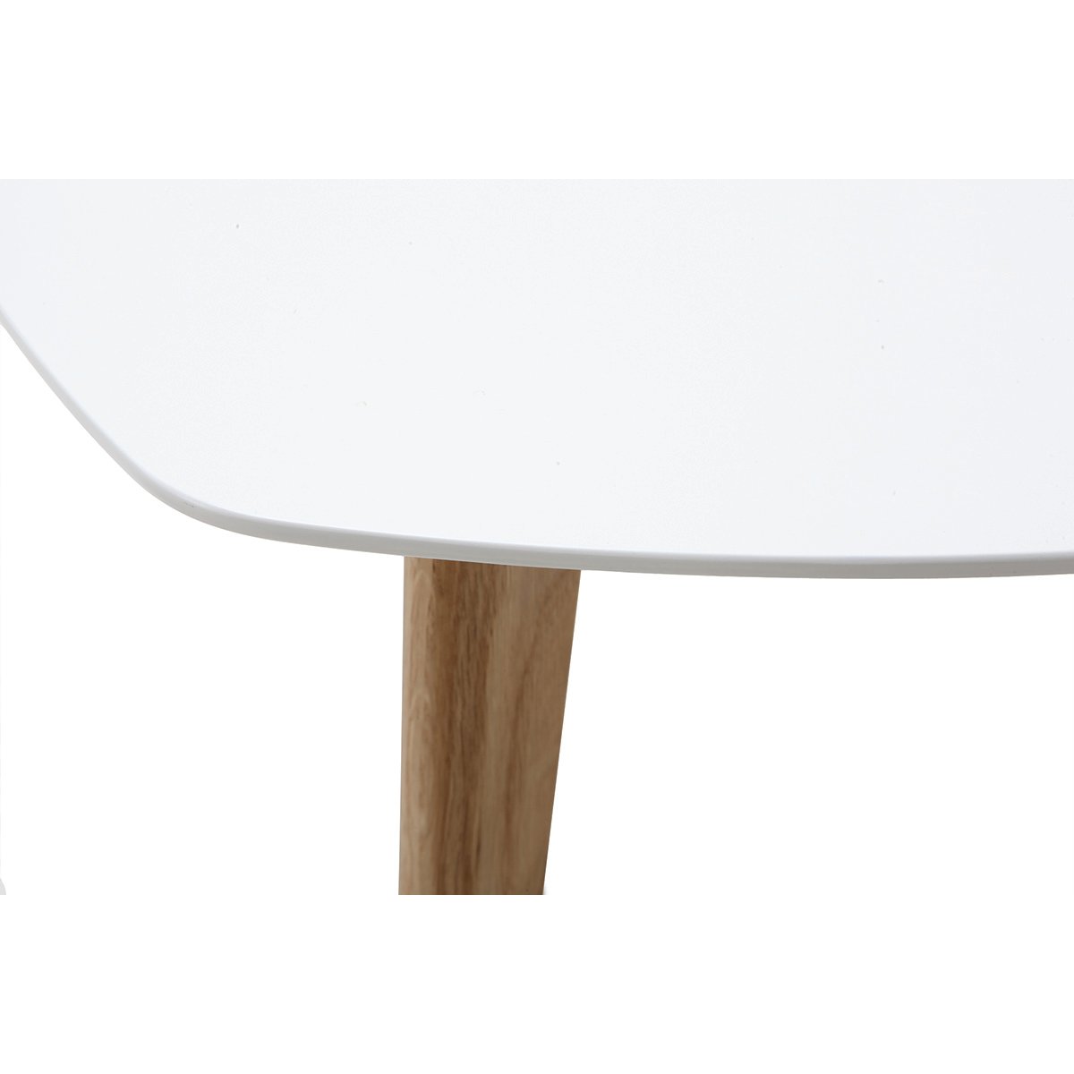 Table basse scandinave blanc et bois clair chêne L80 cm EKKA blanc, MILIBOO