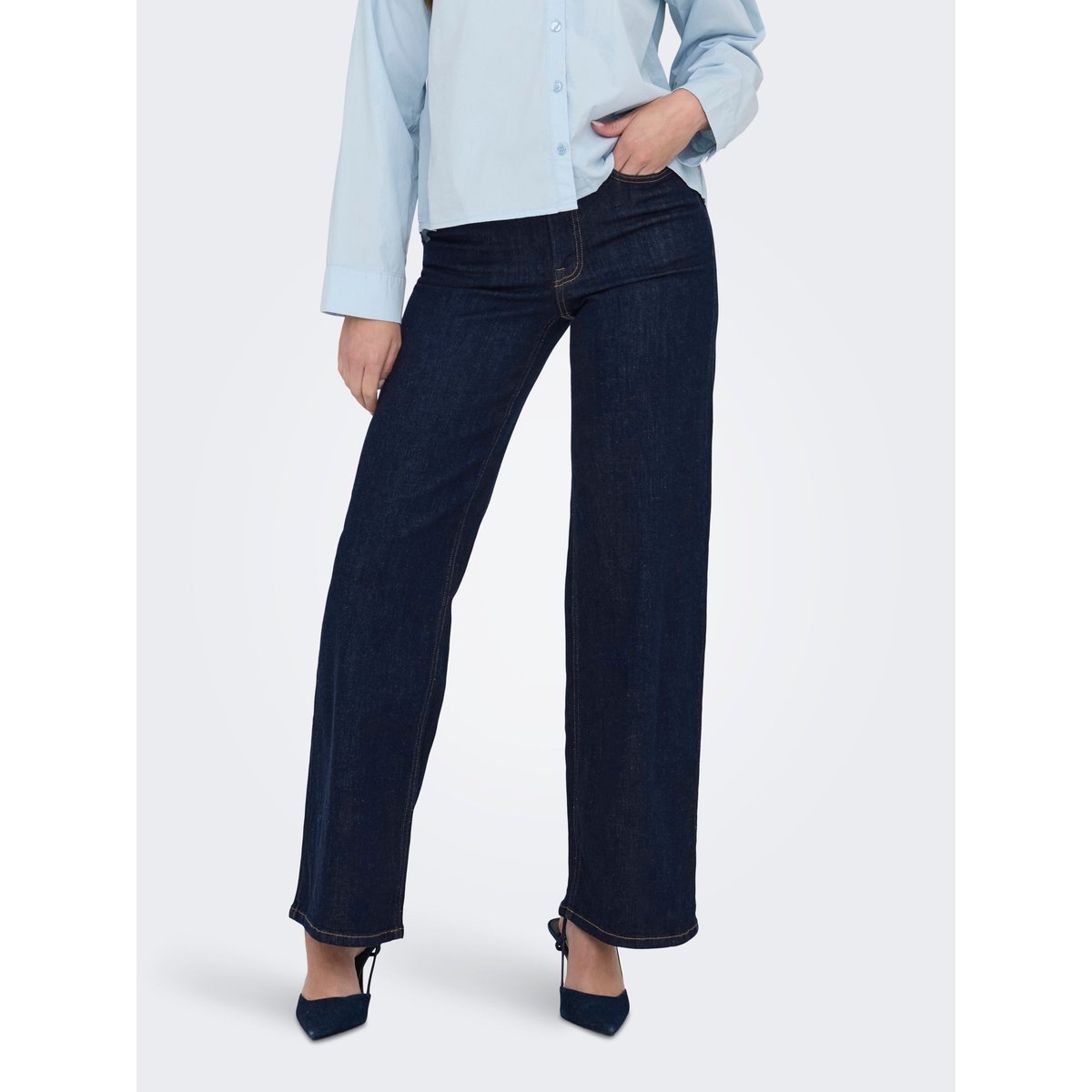 Jean À Jambe Large dark blue denim 1, JDY