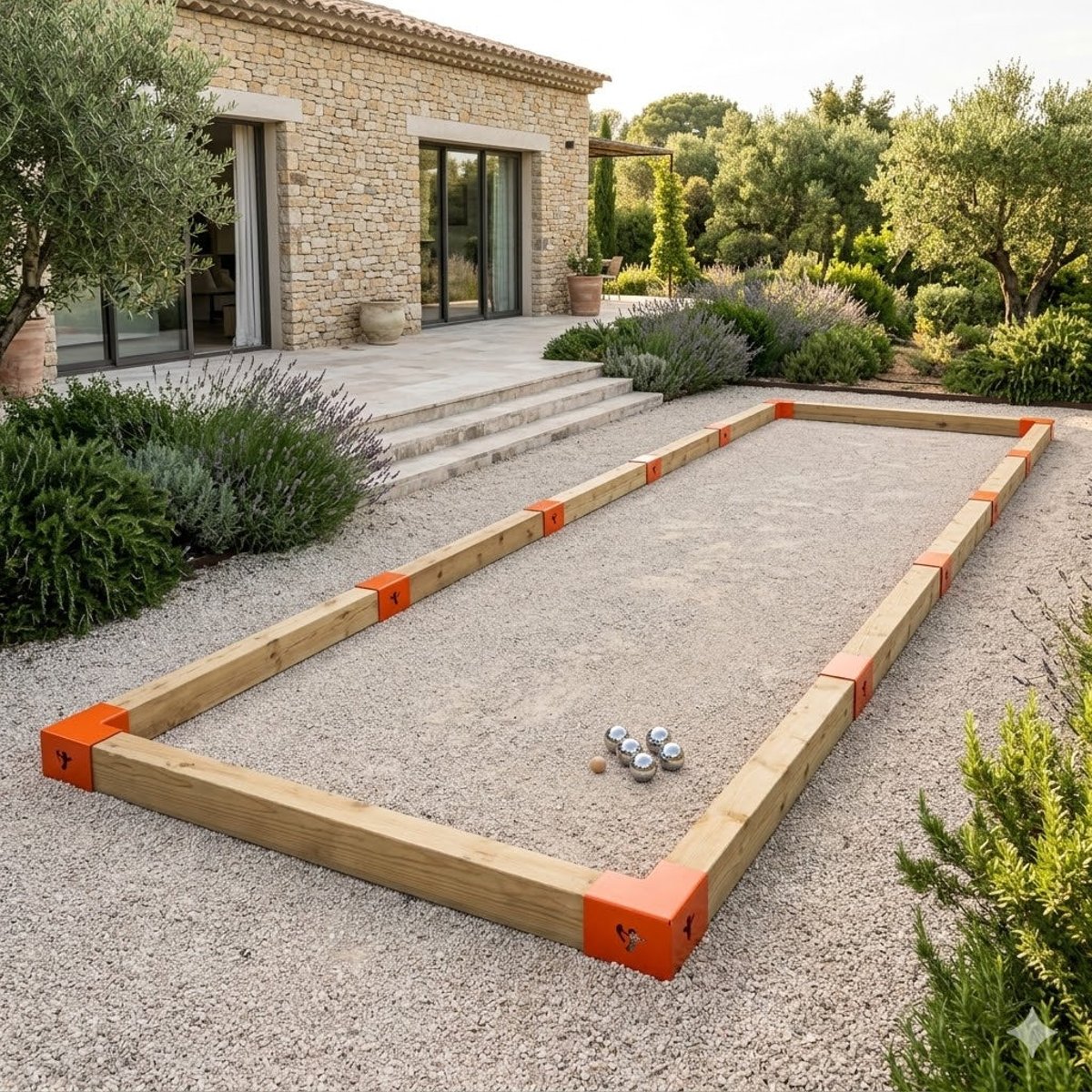 Terrain de pétanque Terrain de pétanque 10 x 2 M marron - orange, TP TOYS