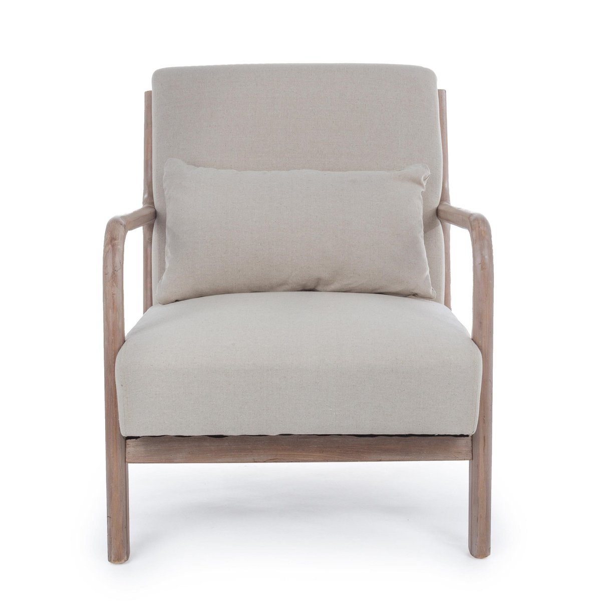 Fauteuil avec accoudoirs en lin matelassé - SEVENTIES beige, HELLIN, DEPUIS 1862