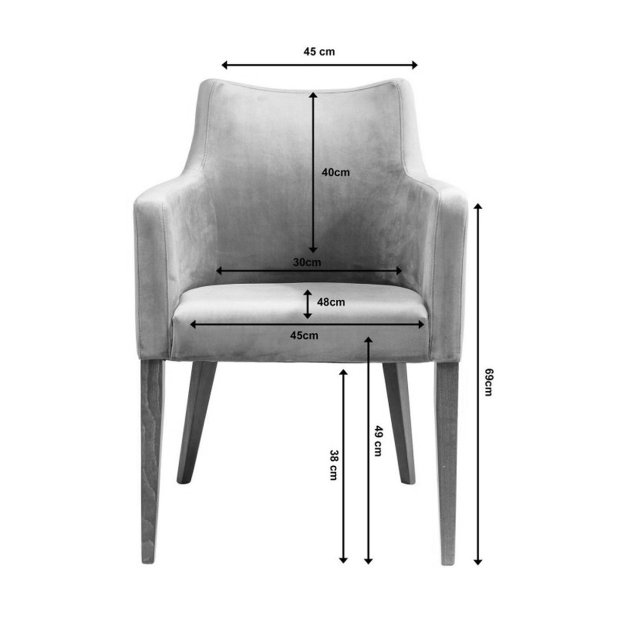 Chaise avec accoudoirs en velours, MODE gris, KARE DESIGN