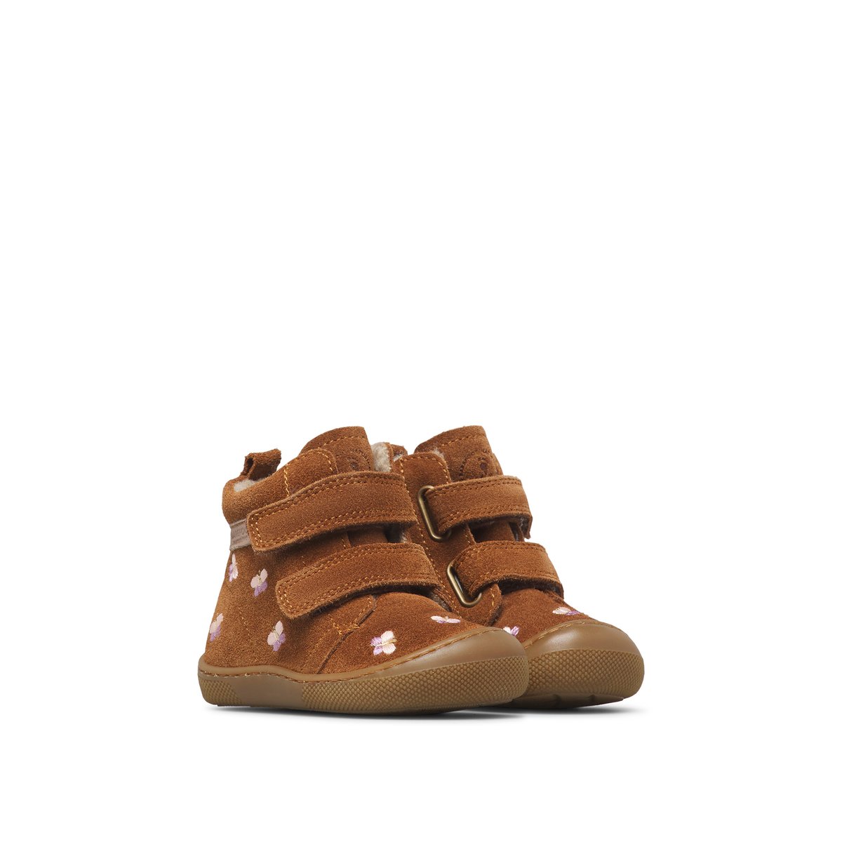 Bottines barefoot en daim BAREFOOT WIGGHI VL EMBR.BUTTERFLY marron-rose, NATURINO