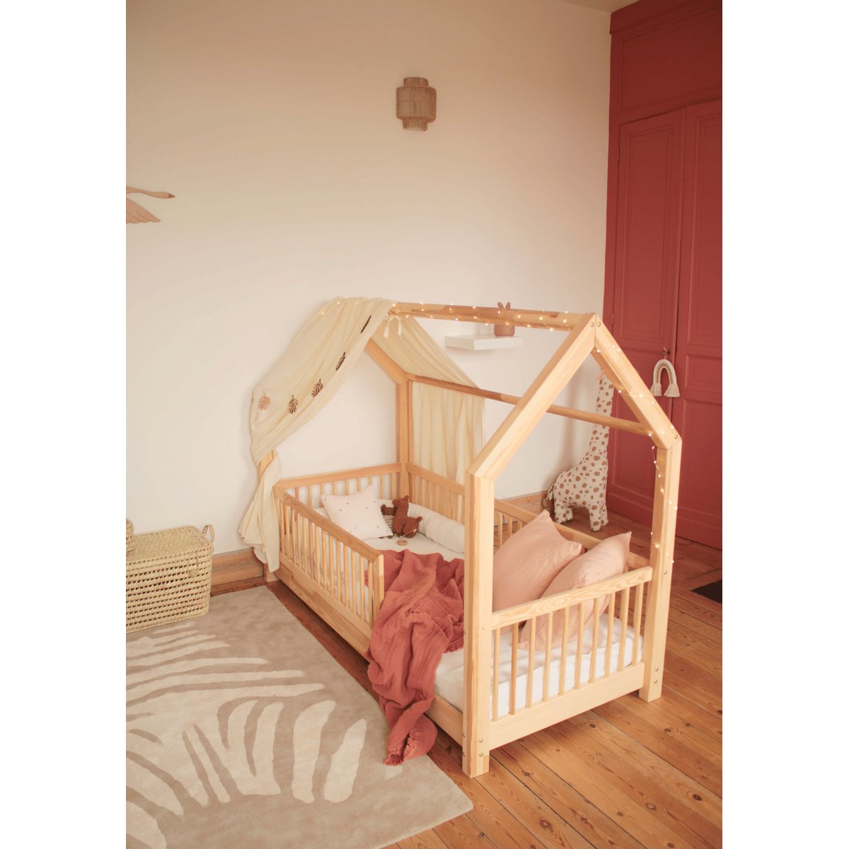Tapis enfant rectangulaire épais, Coton bio GOTS, ZEBRE beige, BLEUU STUDIO