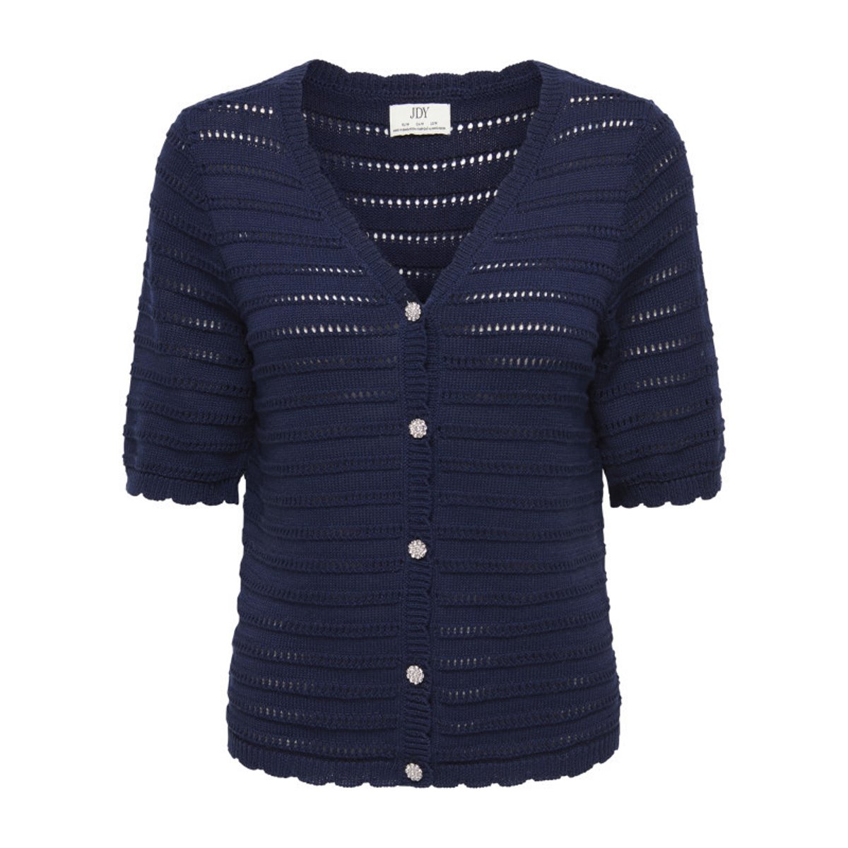 Gilet marine uni avec une coupe droite et un col V avec des boutons bleu foncé, JDY