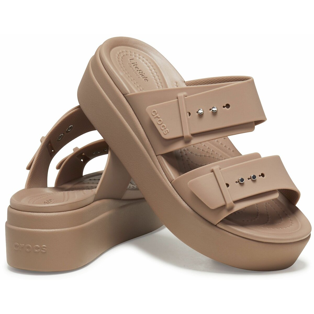 Mules compensées Brooklyn Buckle beige foncé, CROCS