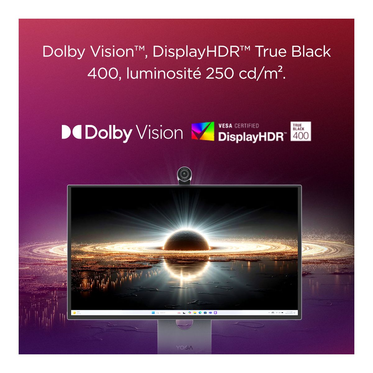 Ecran 27UD-10 27" QD-OLED 4K 120 Hz HDR HDMI 2.1 + USB-C 140W couleur unique, LENOVO