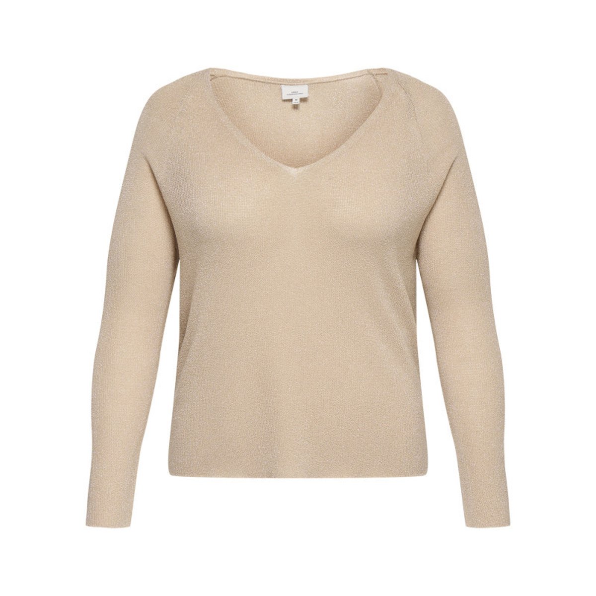 Pull beige uni pourvu d'une coupe droite et de manches longues beige, ONLY CARMAKOMA