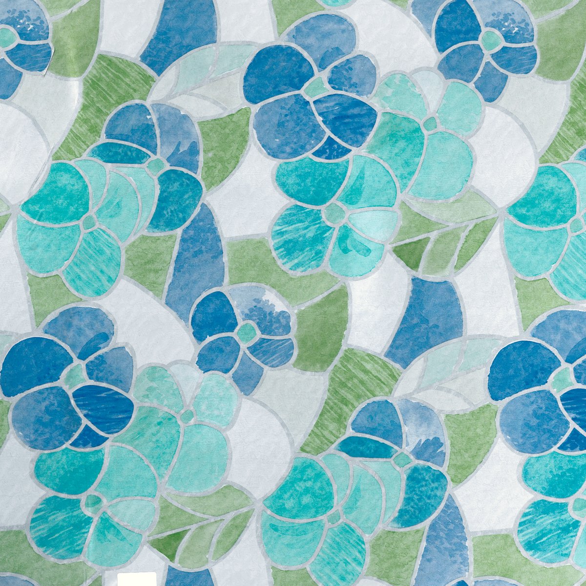 Adhésif décoratif pour vitres Fleurs Madère bleu, ART FOR THE HOME