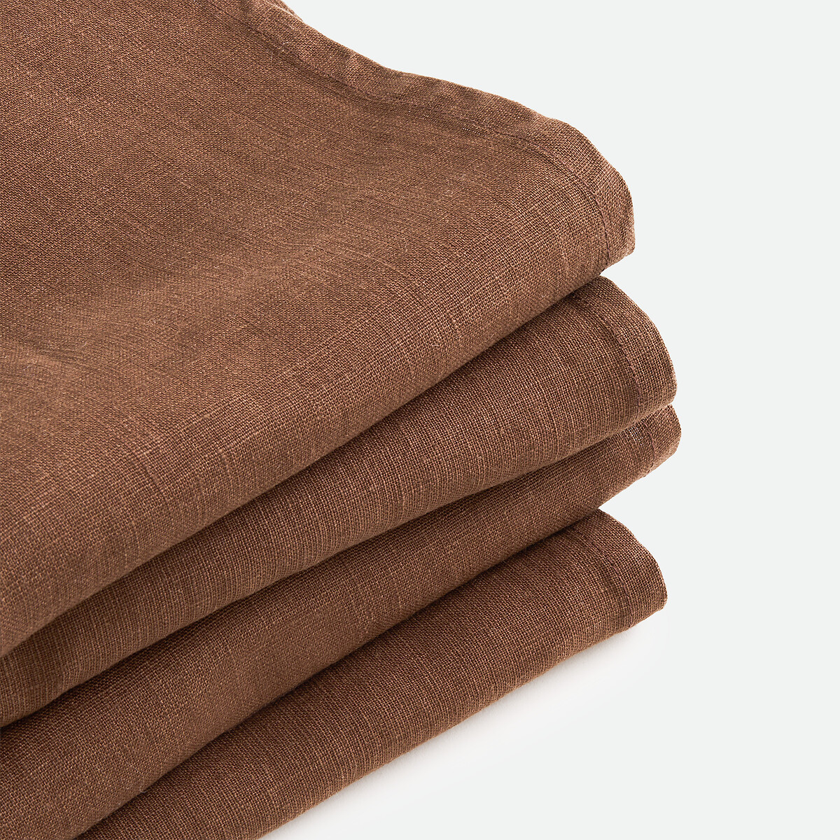 Lot de 4 serviettes de table lin lavé Victorine ecorce, LA REDOUTE INTERIEURS