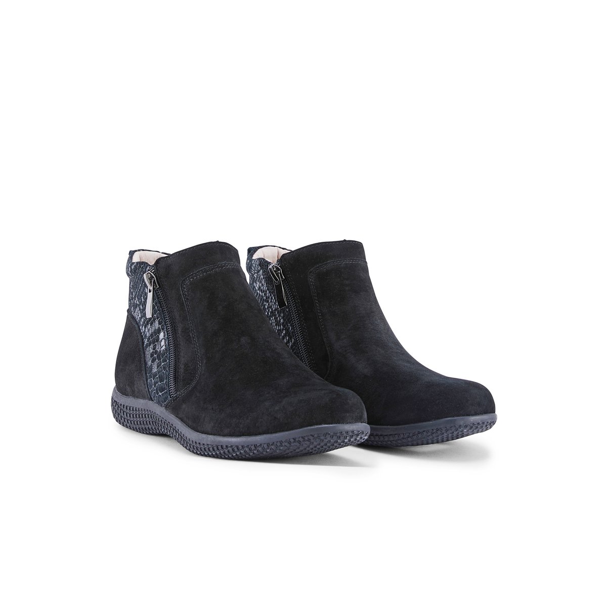 Bottines zippées cuir velours noir, PEDICONFORT