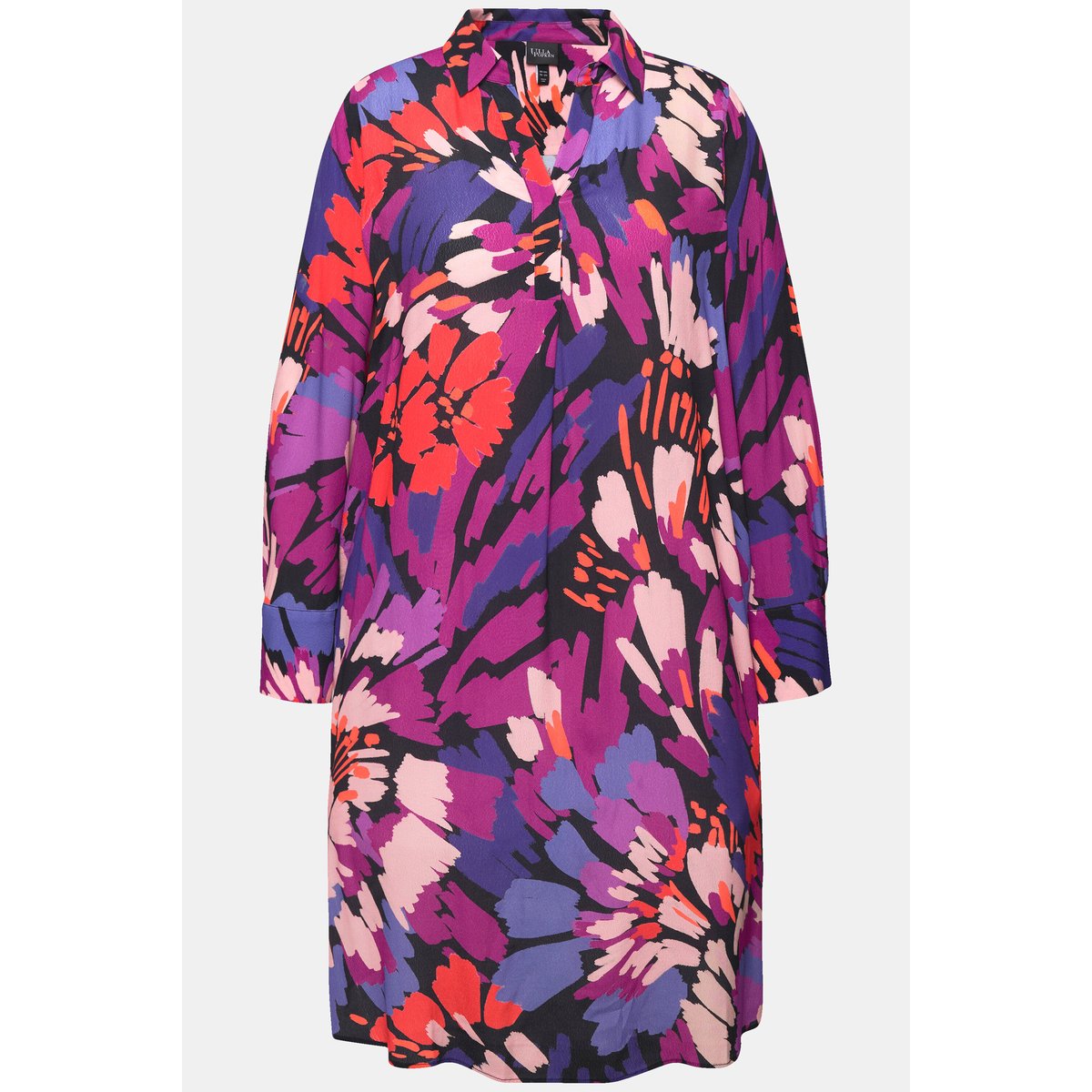 Robe midi décolleté en V et manches longues baie, ULLA POPKEN