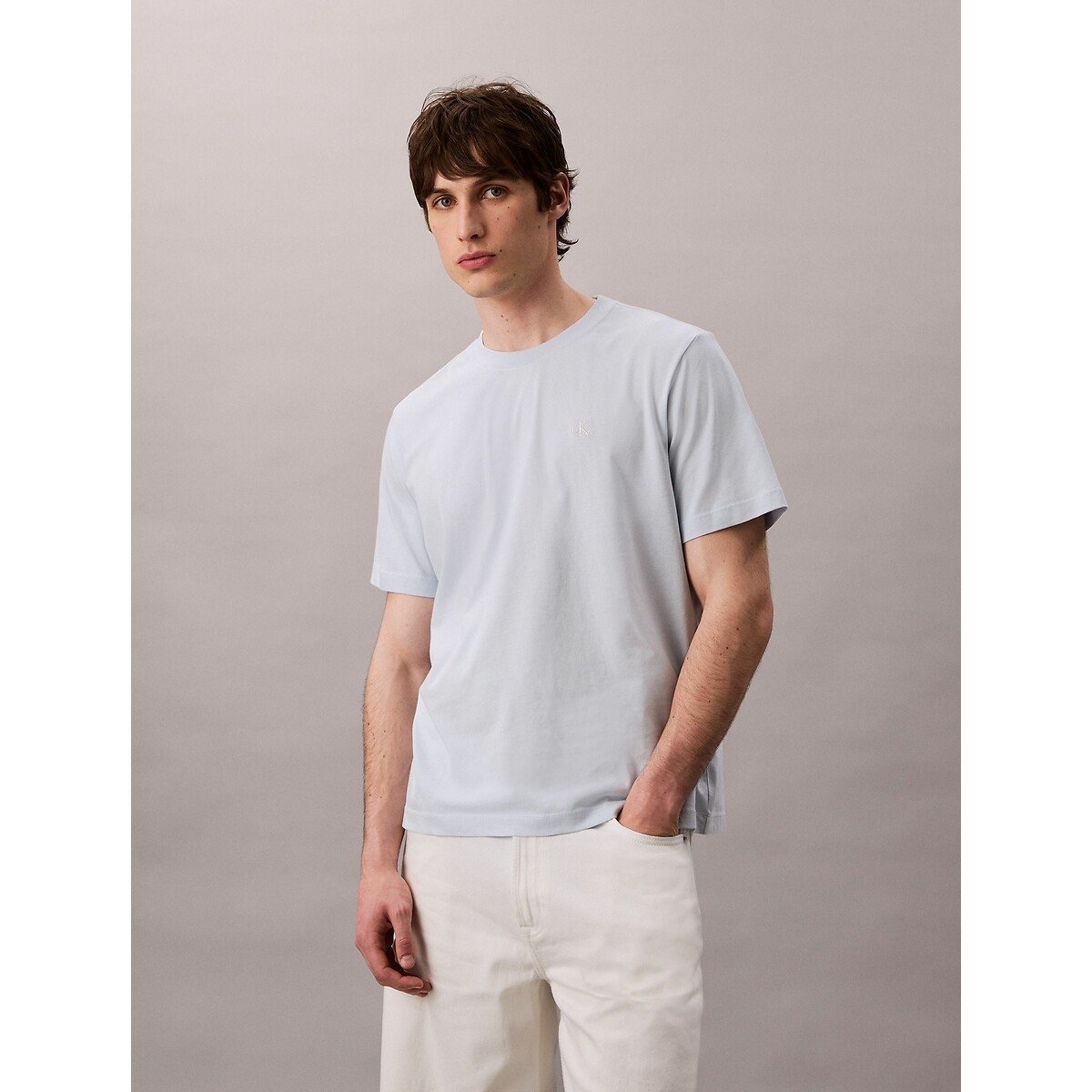 T-shirt manches courtes logo monogram blanc, CALVIN KLEIN JEANS
