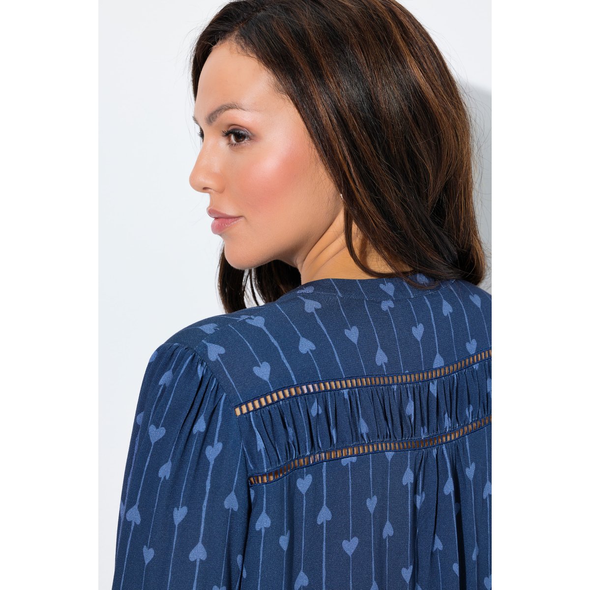 Blouse motif petits cœurs bleu encre, ULLA POPKEN