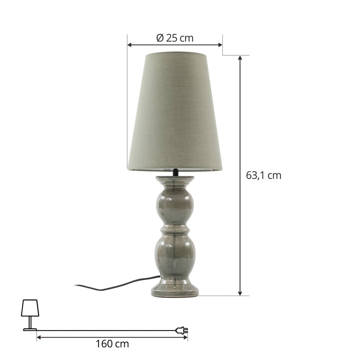 Lampe à poser en céramique design, Lyndorin vert, LUCANDE