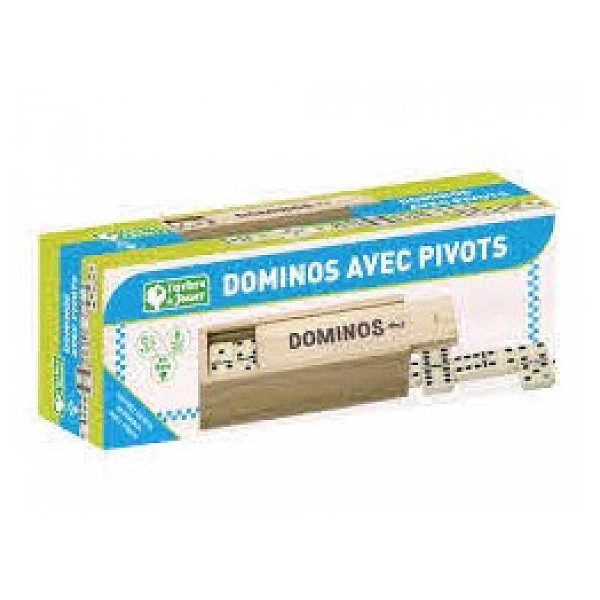 Domino avec pivots en coffret bois vert, JEUJURA