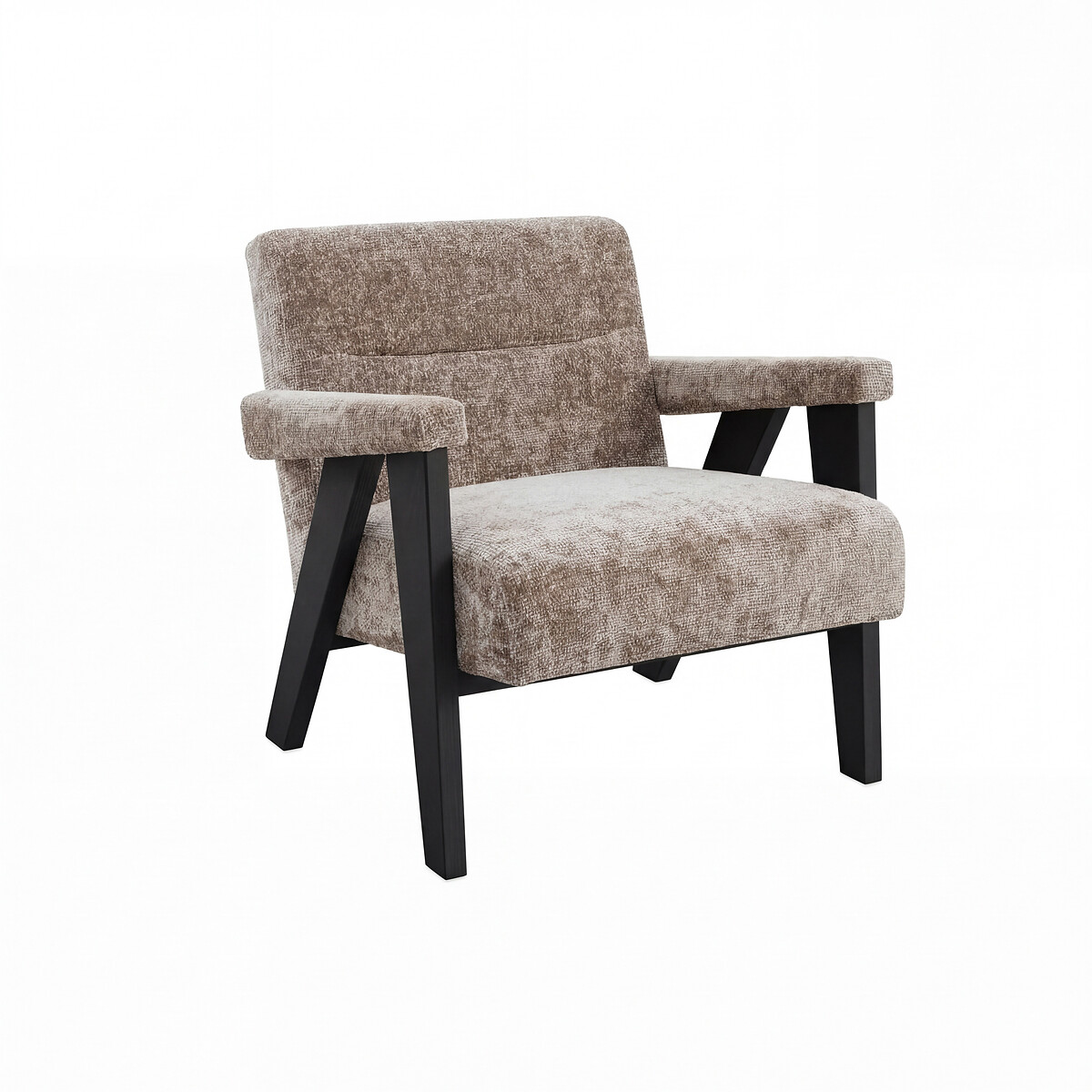 Alessa Velvet Tweed Upholstered Accent Armchair dark beige, ÉDITÉ