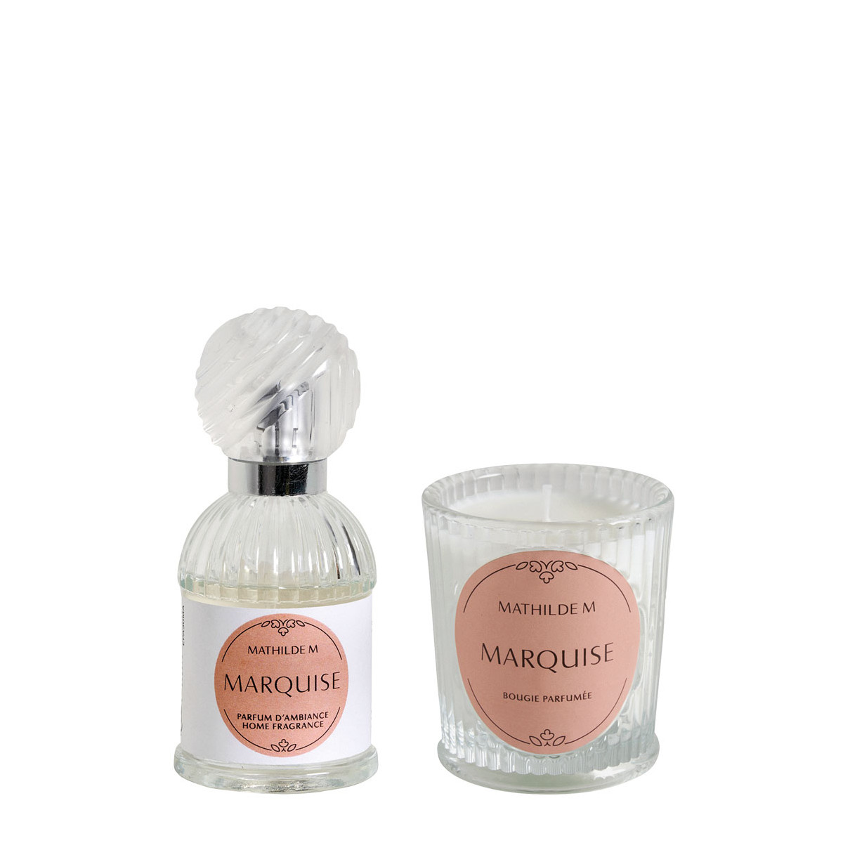 Coffret parfum et bougie Marquise TRÉSOR DE FLEURS rose, MATHILDE M