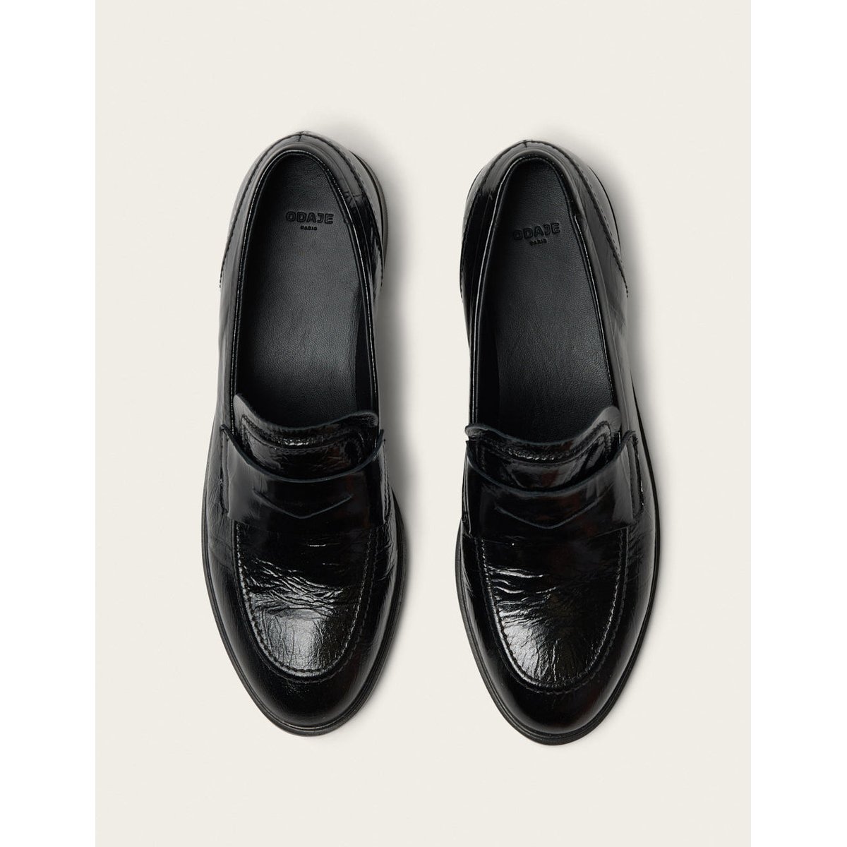 Mocassins MAKO cuir plissé noir, ODAJE