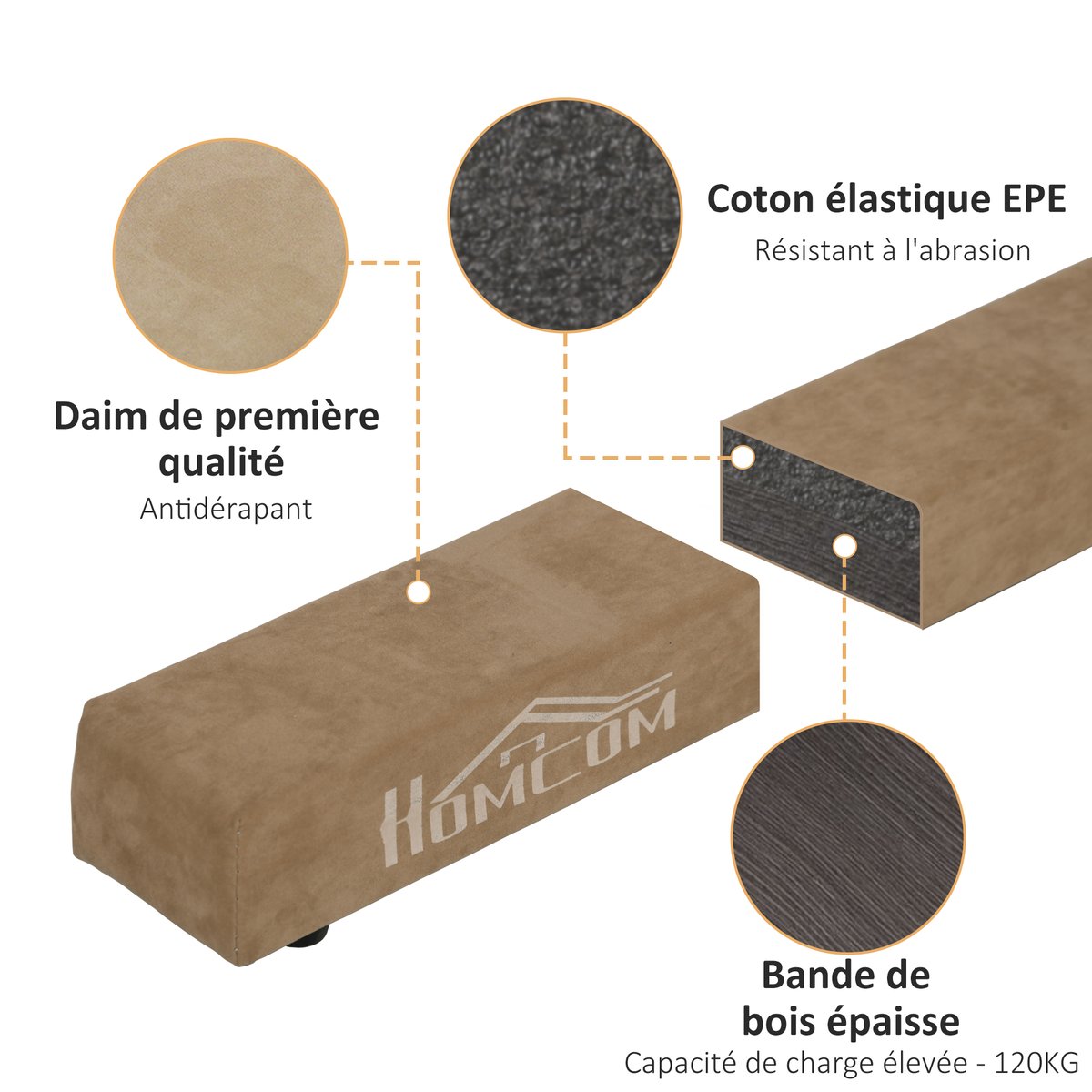 Poutre d'équilibre Bois de pin Marron marron, HOMCOM