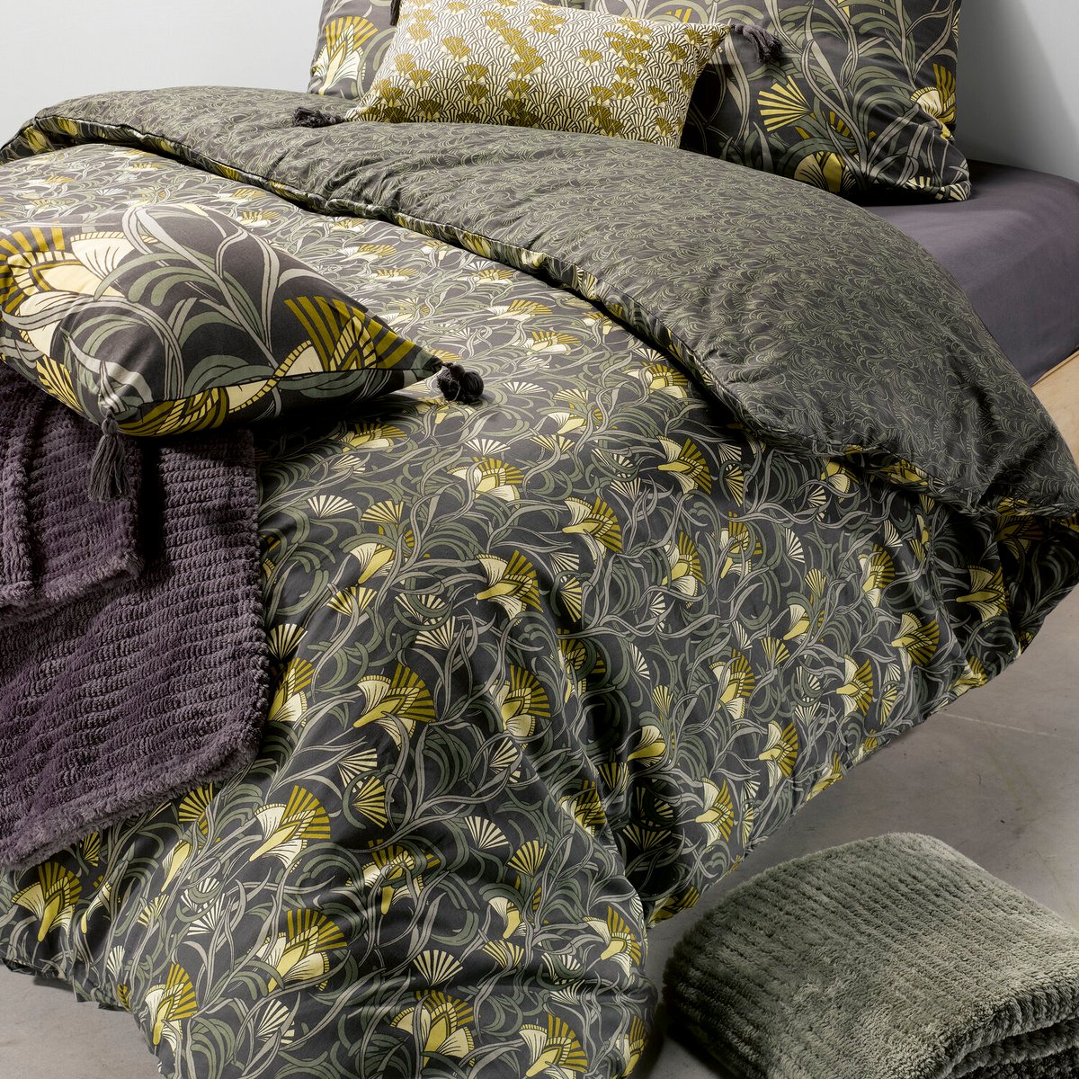 Parure housse de couette en coton imprimée, LIANA design, C DESIGN HOME TEXTILE