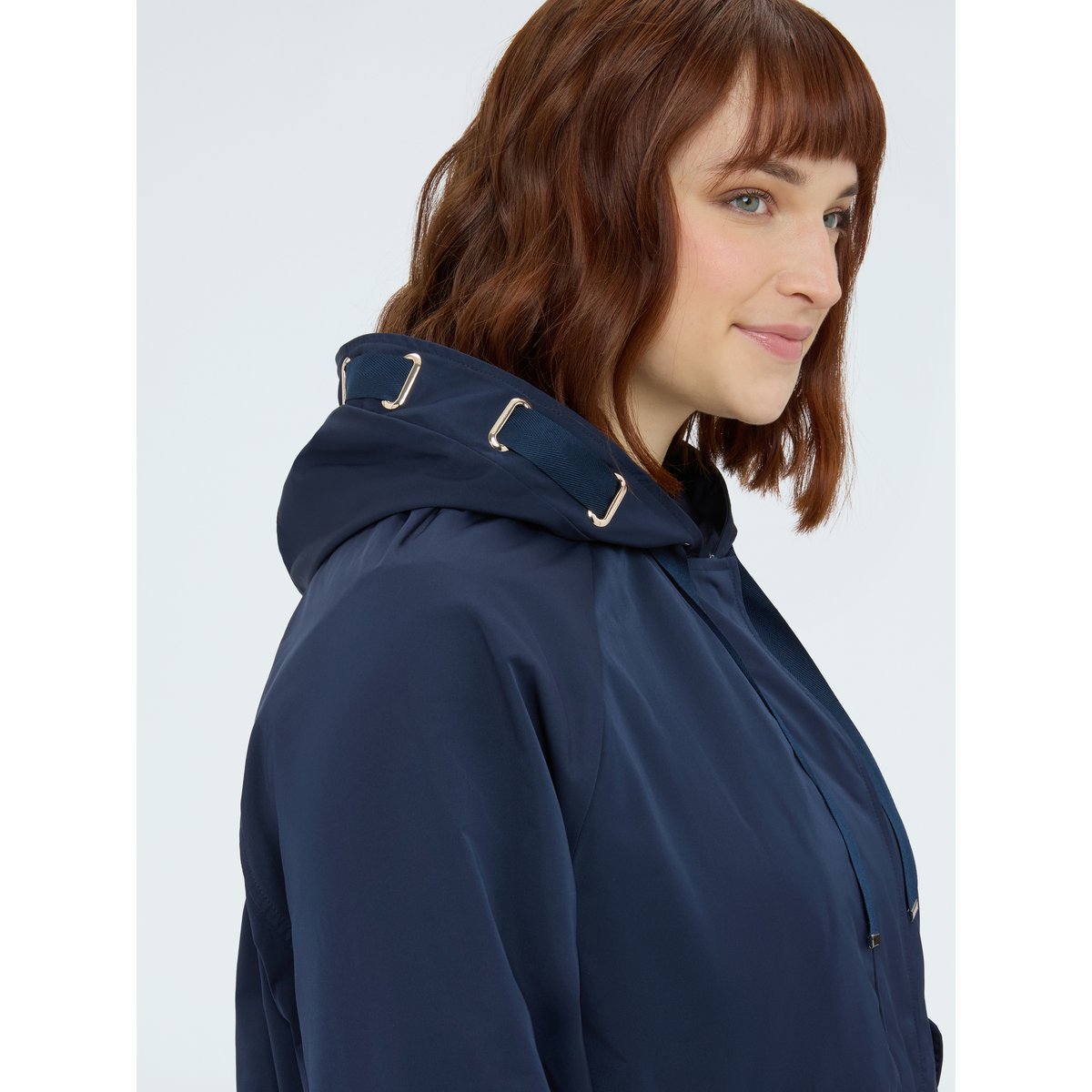 Parka avec capuche et maxi cordon de serrage bleu, FIORELLA RUBINO