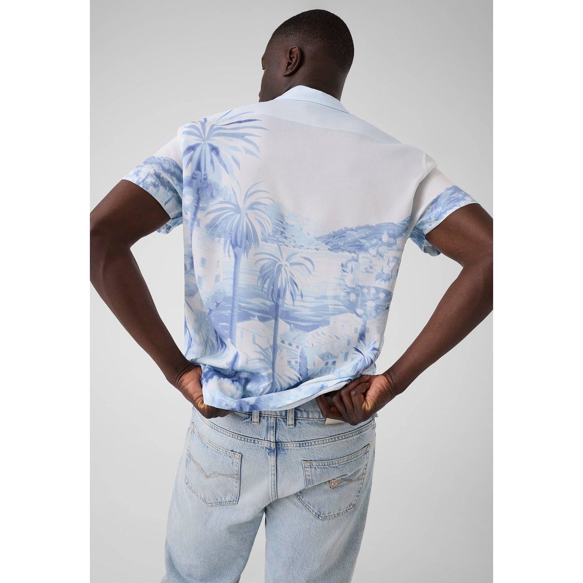 Chemise Imprimée bleu ciel, GUESS