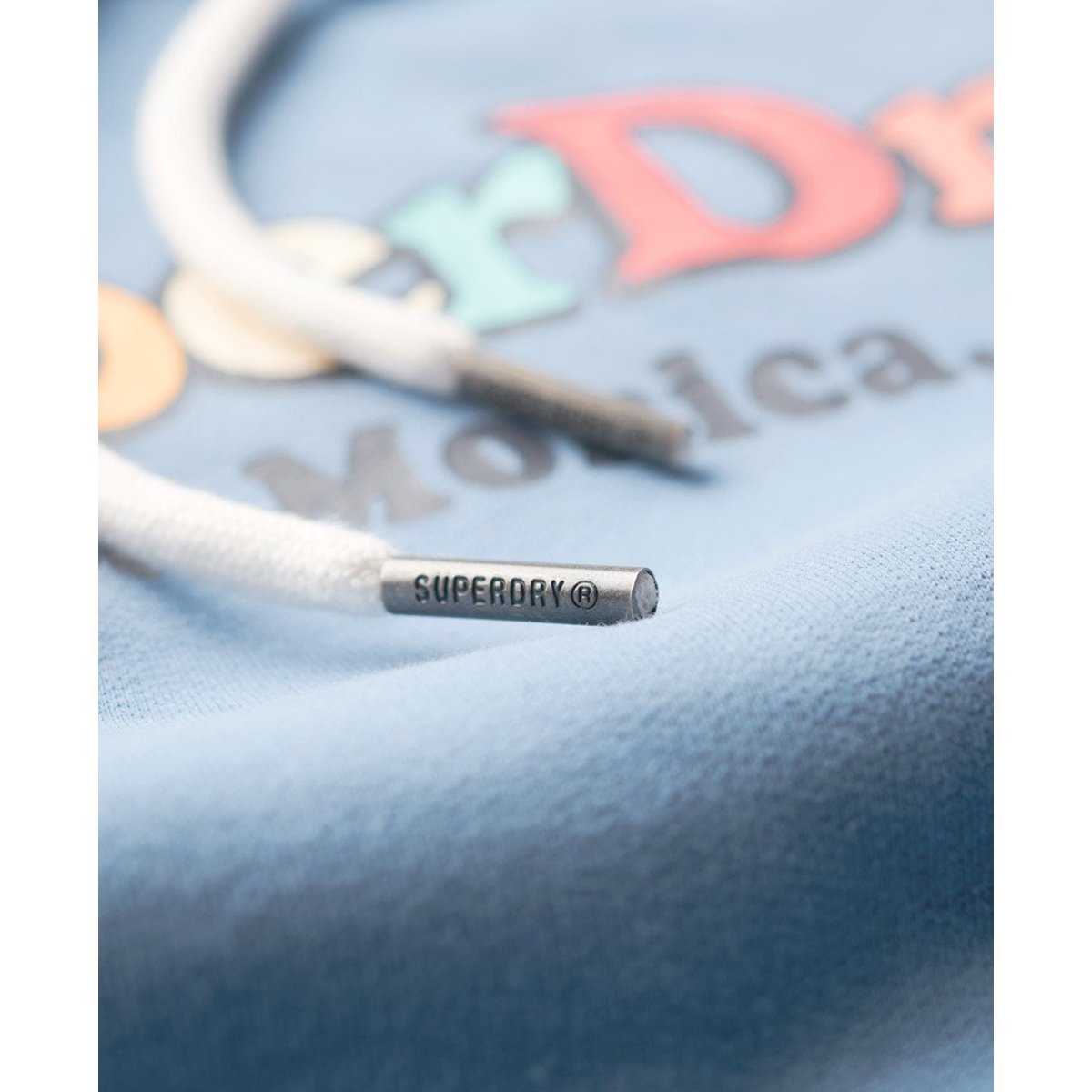 Sweat à capuche à logo arc-en-ciel bleu marée, SUPERDRY