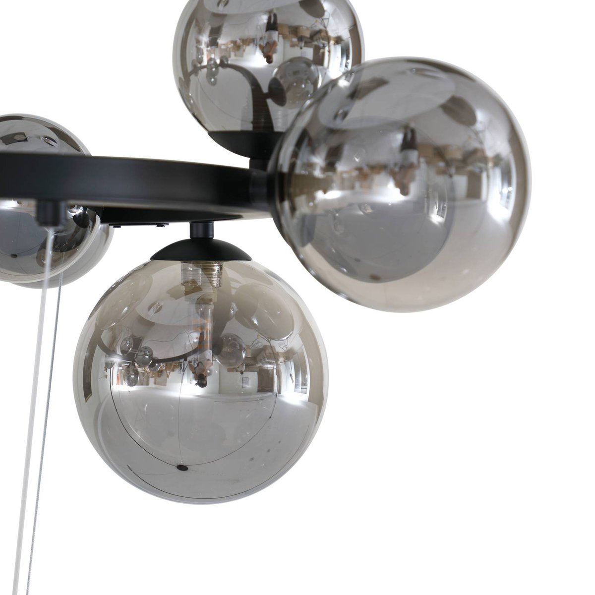Suspension en métal moderne, Naelen noir, gris fumé, LUCANDE