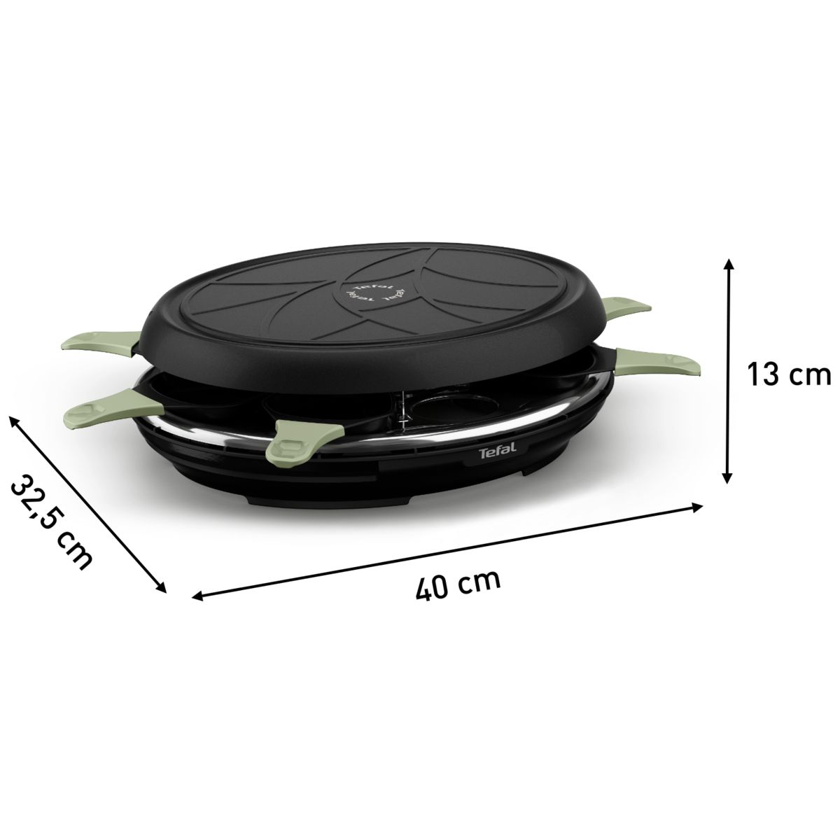 Raclette RE31E810 eco 8 coupelles noir noir, TEFAL