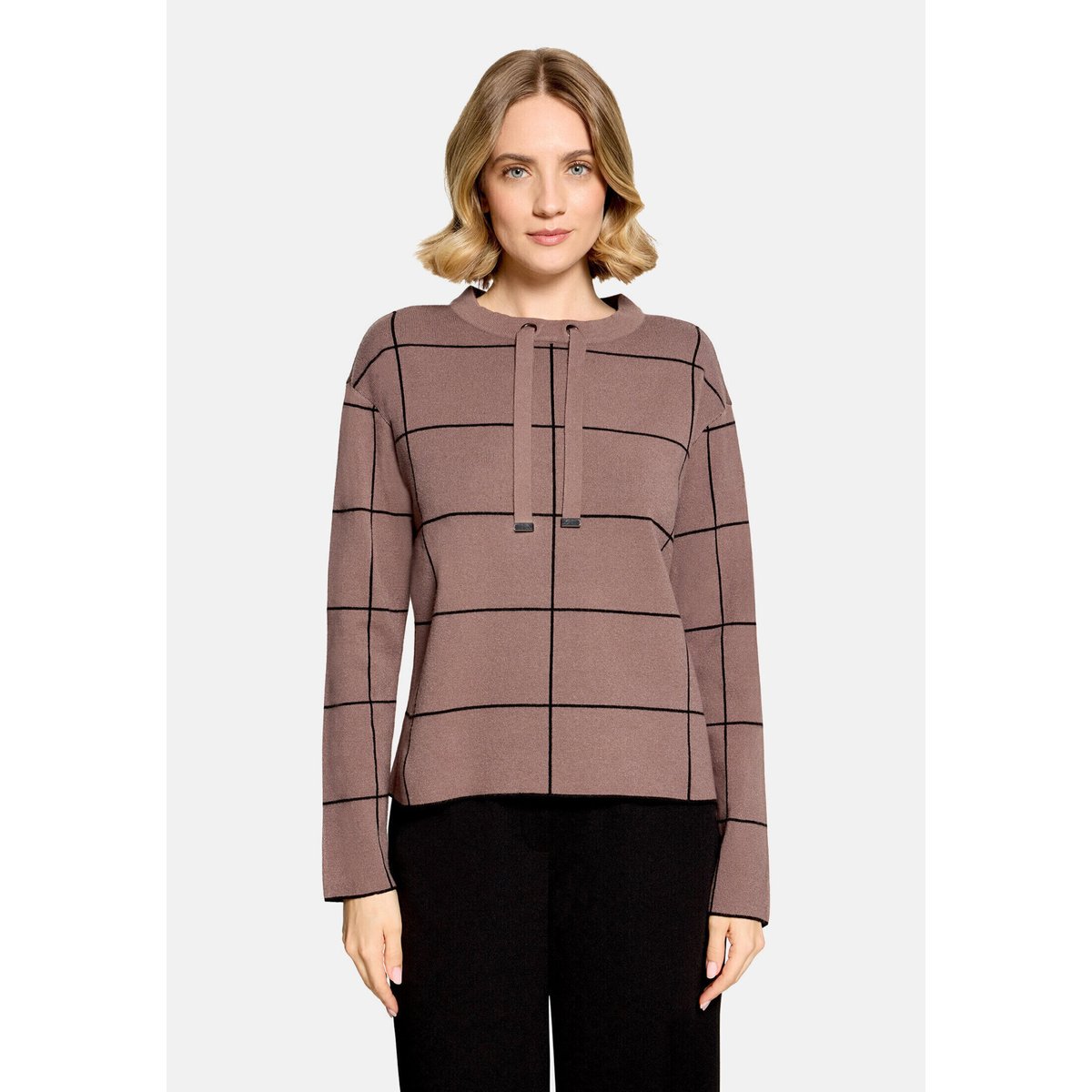 Pull-over en maille à motif jacquard patch taupe/black, BETTY BARCLAY