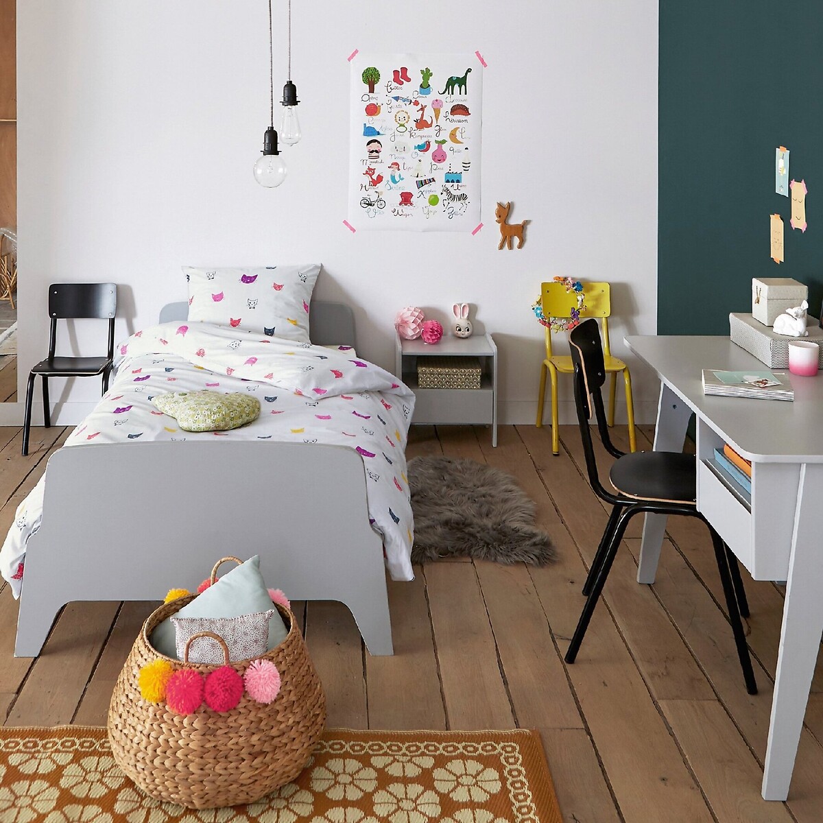 Bed met retro vintage stijl, 1 persoon, Adil wit, LA REDOUTE INTERIEURS
