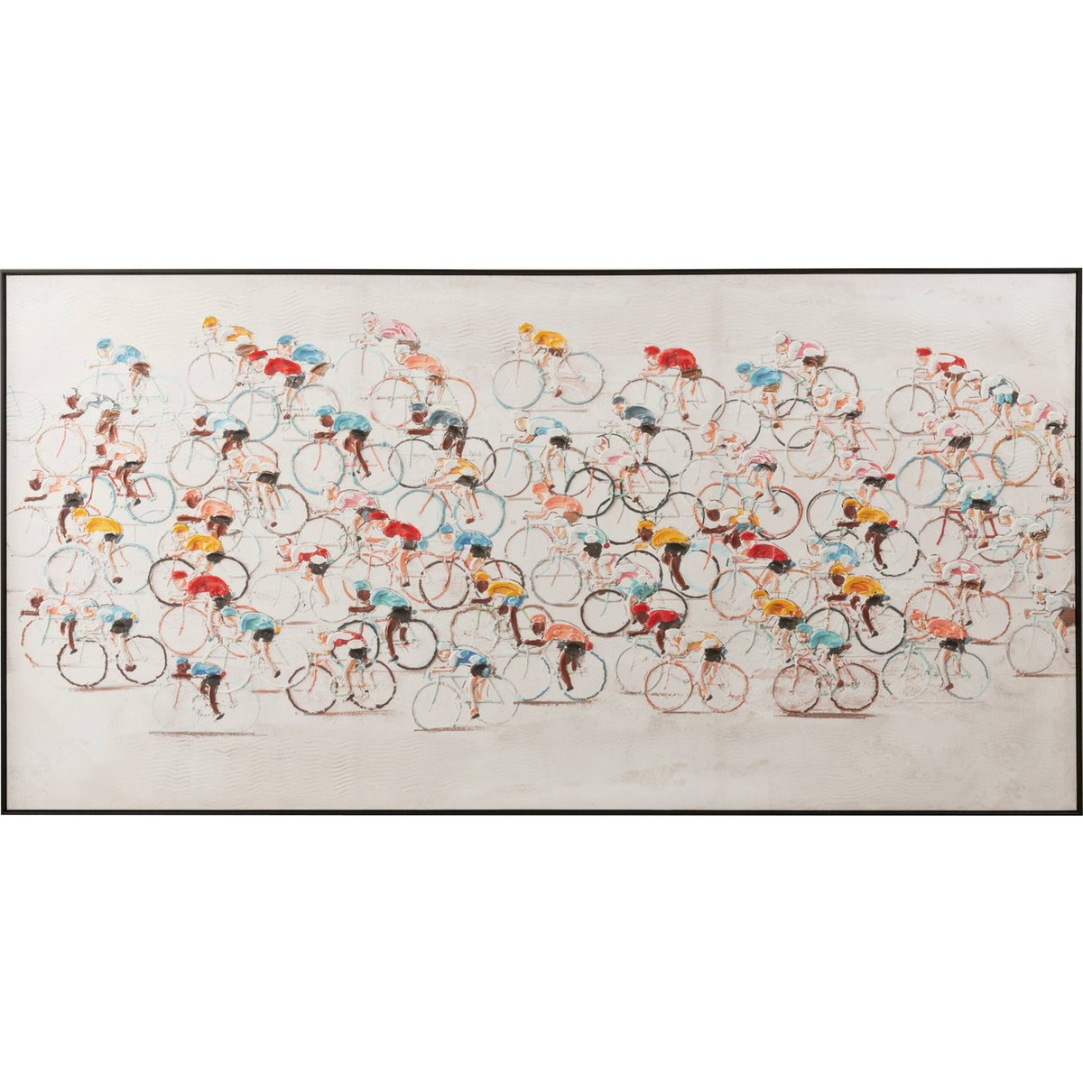 Tableau cycliste sur toile rectangulaire multicolore accents vifs sportifs, RECOLLECTION
