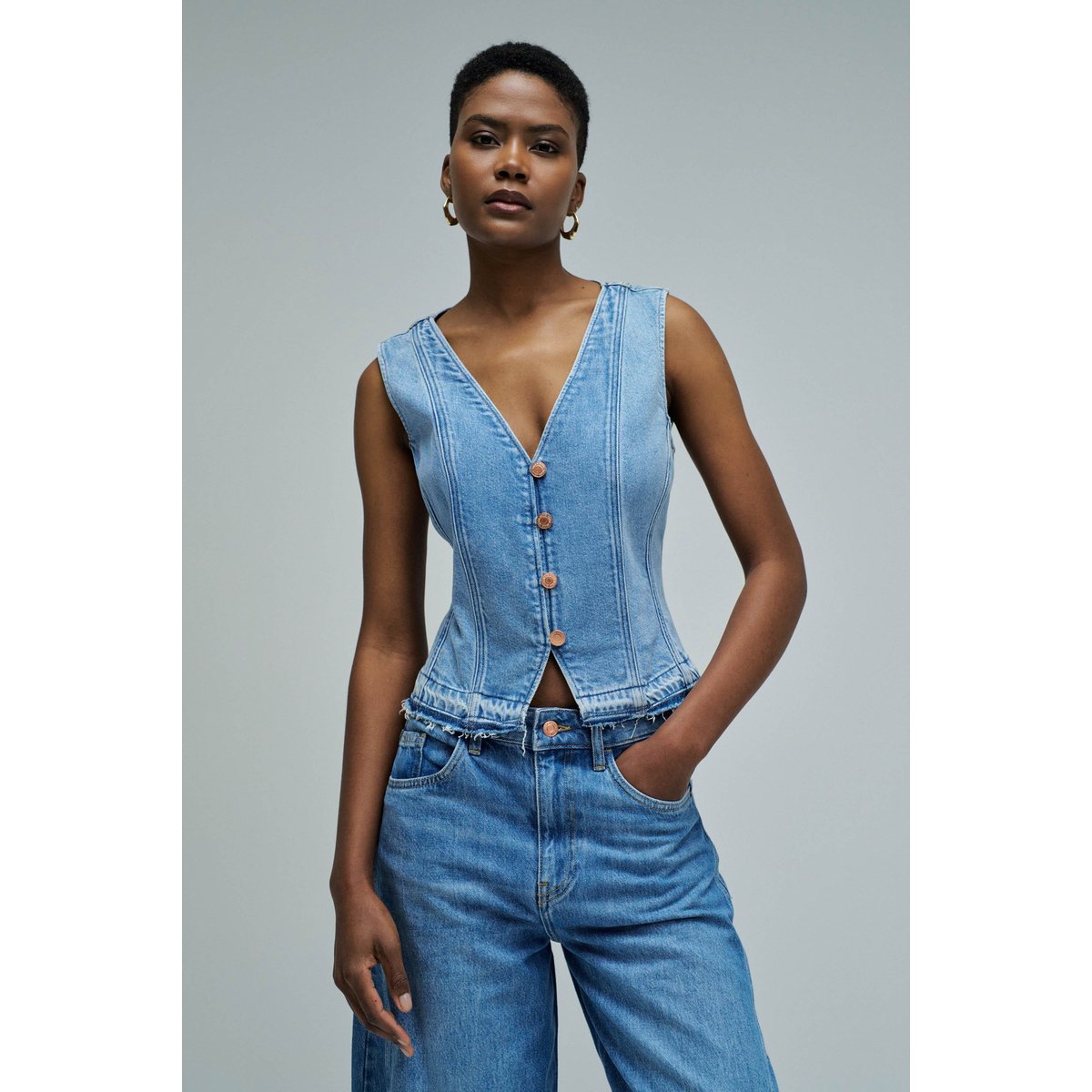 GILET EN LIGHTDENIM bleu, SALSA JEANS