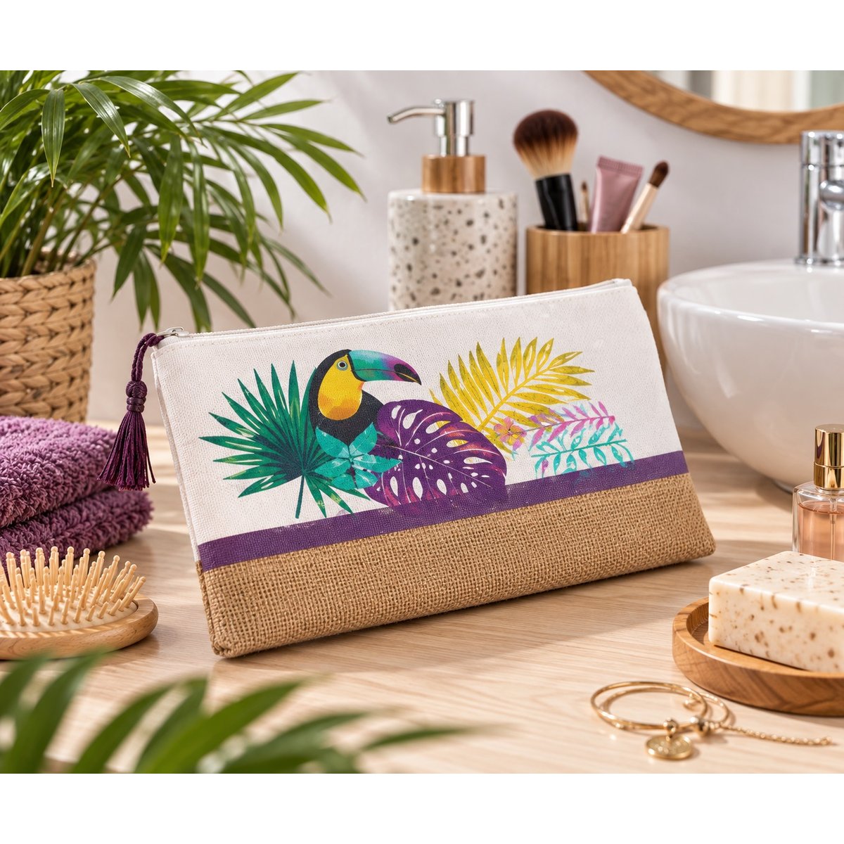 Pochette en jute Hawaina blanc, EDEN